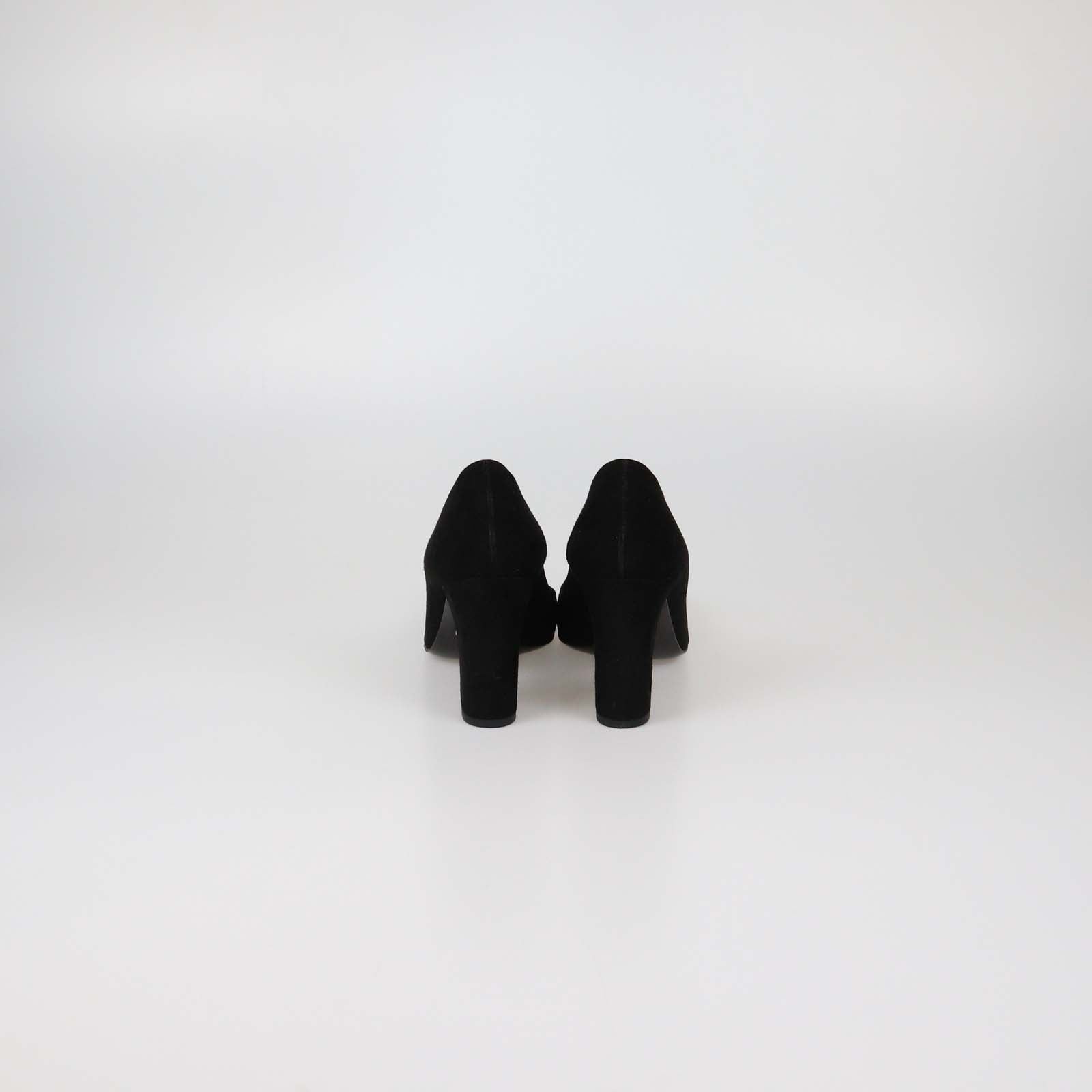Gucci Black Suede Buckle Detail Block Heel Pumps