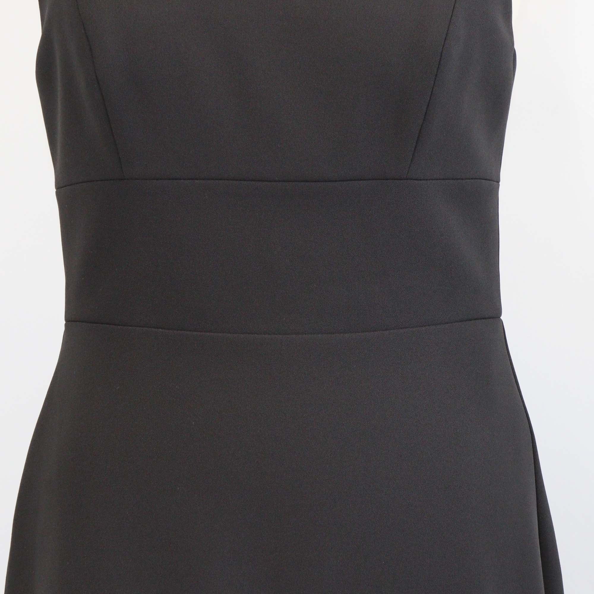 BCBGMaxazria Black/Blue Crepe Cascading Front Hem Gown