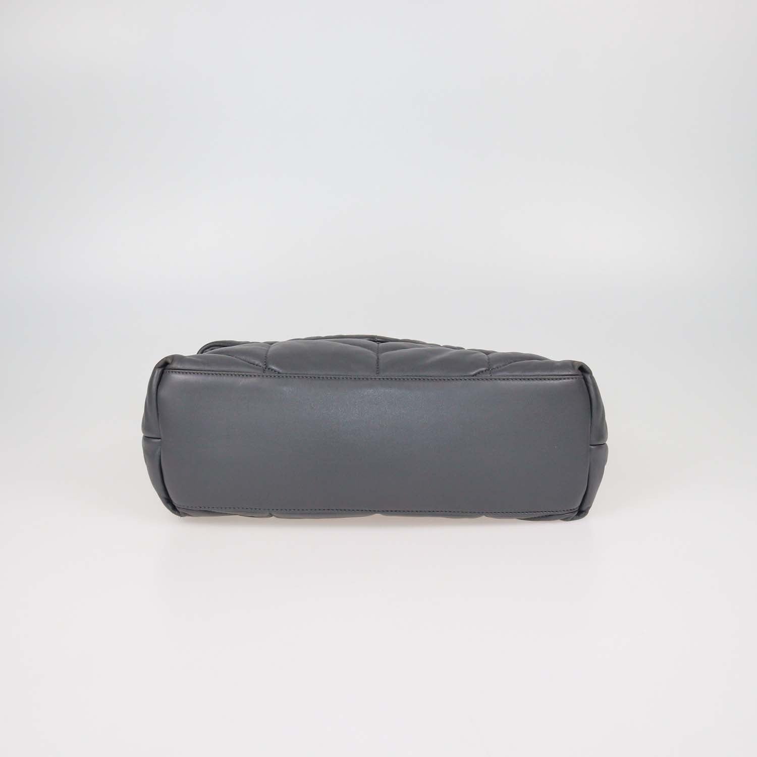 Saint Laurent Grey Puffer Leather Medium Loulou Shoulder Bag