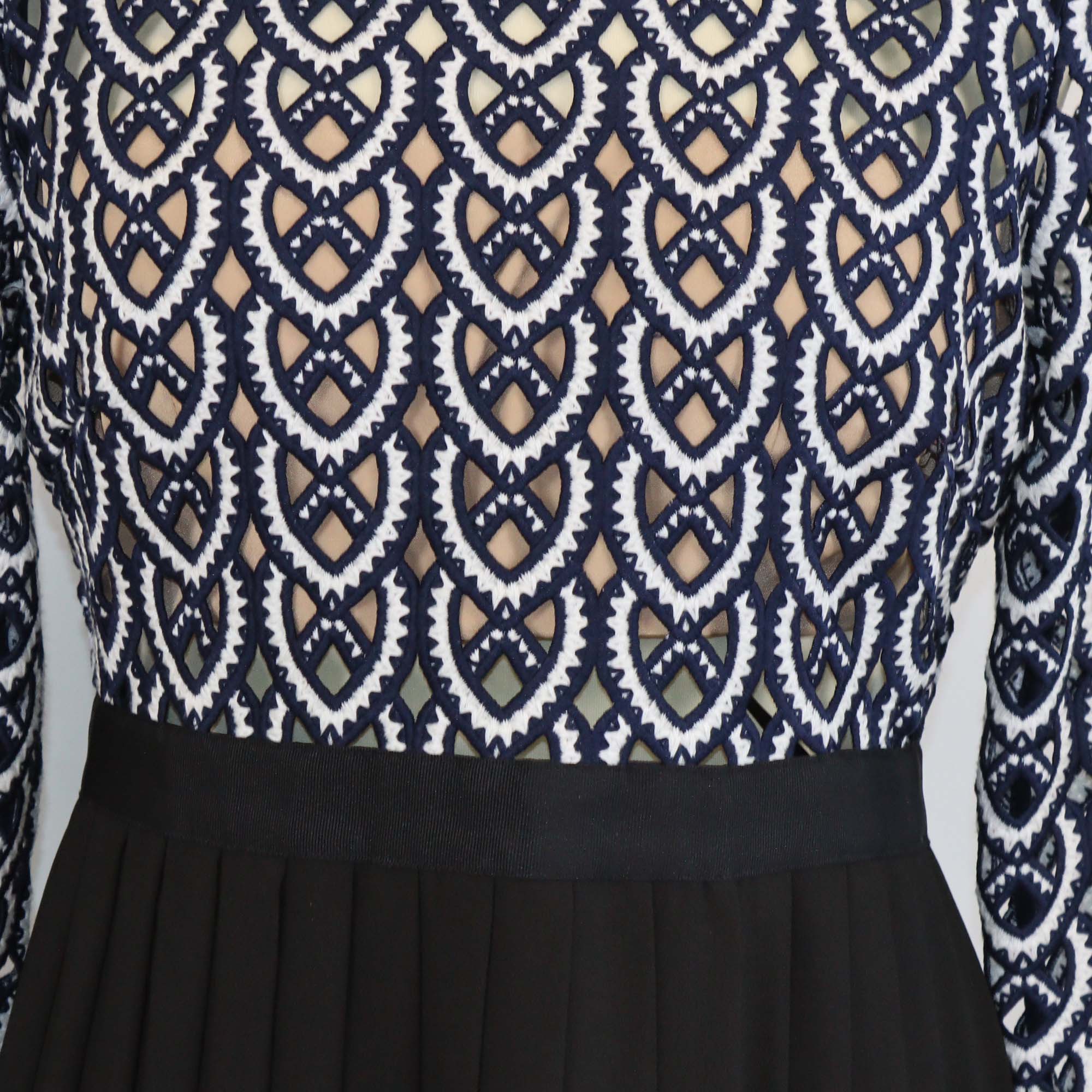 Self-Portrait Tricolor Sweetheart Crochet Crepe Maxi Dress