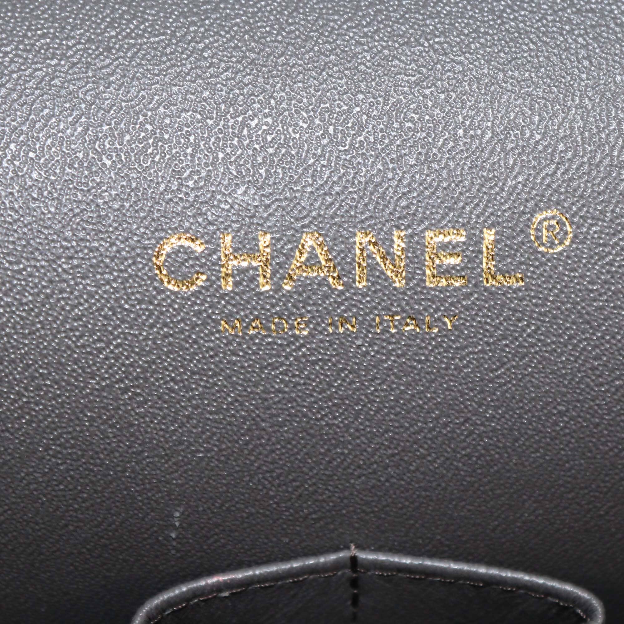 Chanel Military Green Quilted Caviar Leather Maxi Classic Double Flap Bag Womens Chanel