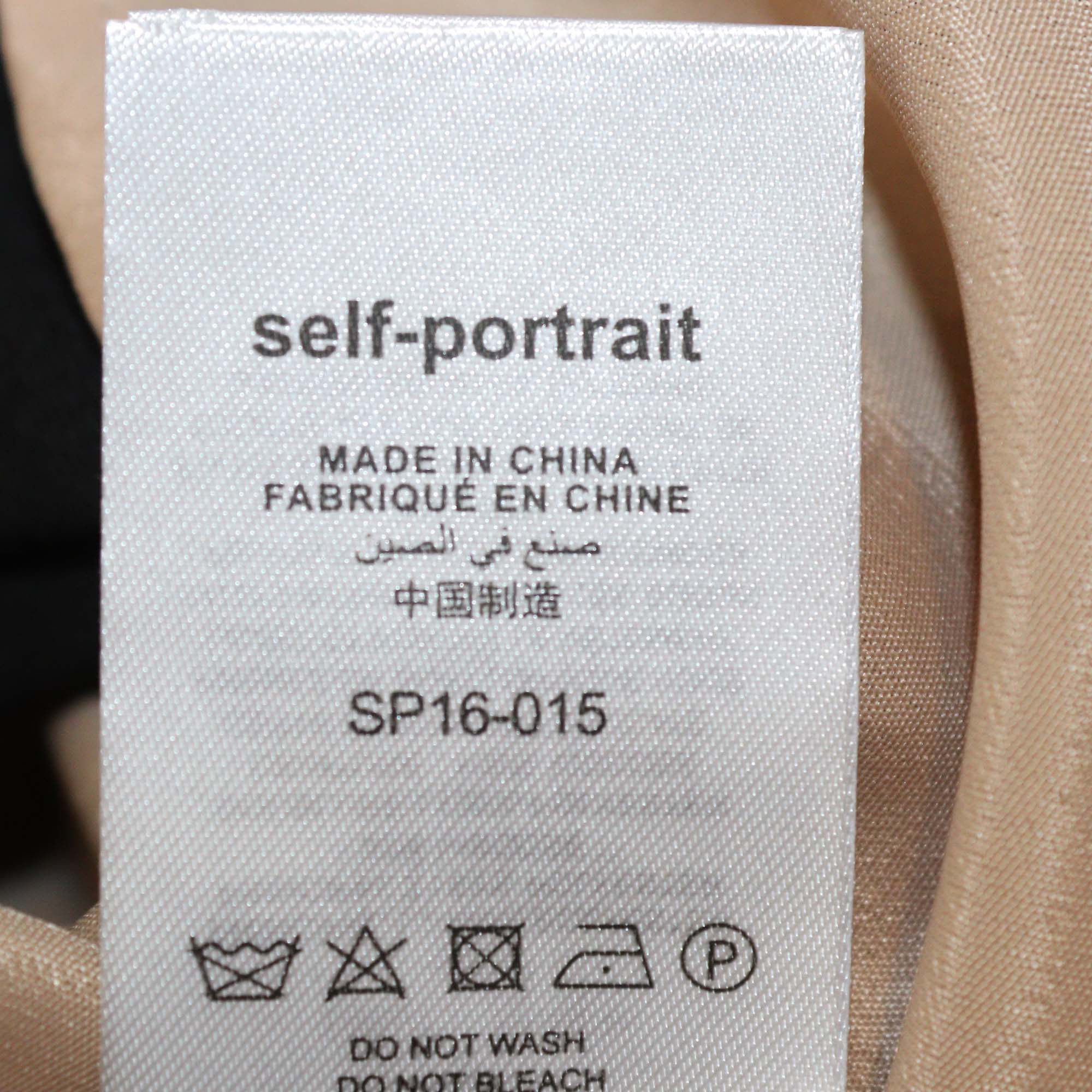 Self-Portrait Tricolor Sweetheart Crochet Crepe Maxi Dress