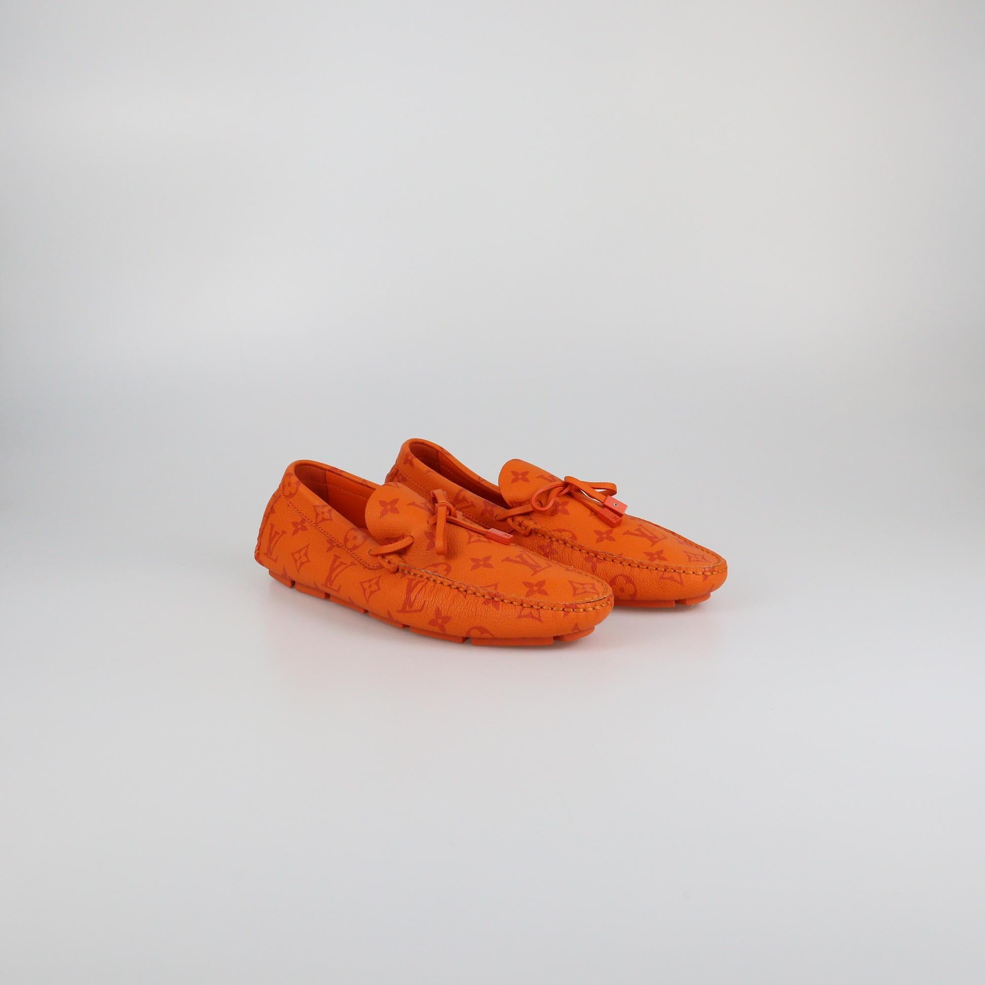 Louis Vuitton Orange Monogram LV Driver Moccasins Mens Louis Vuitton
