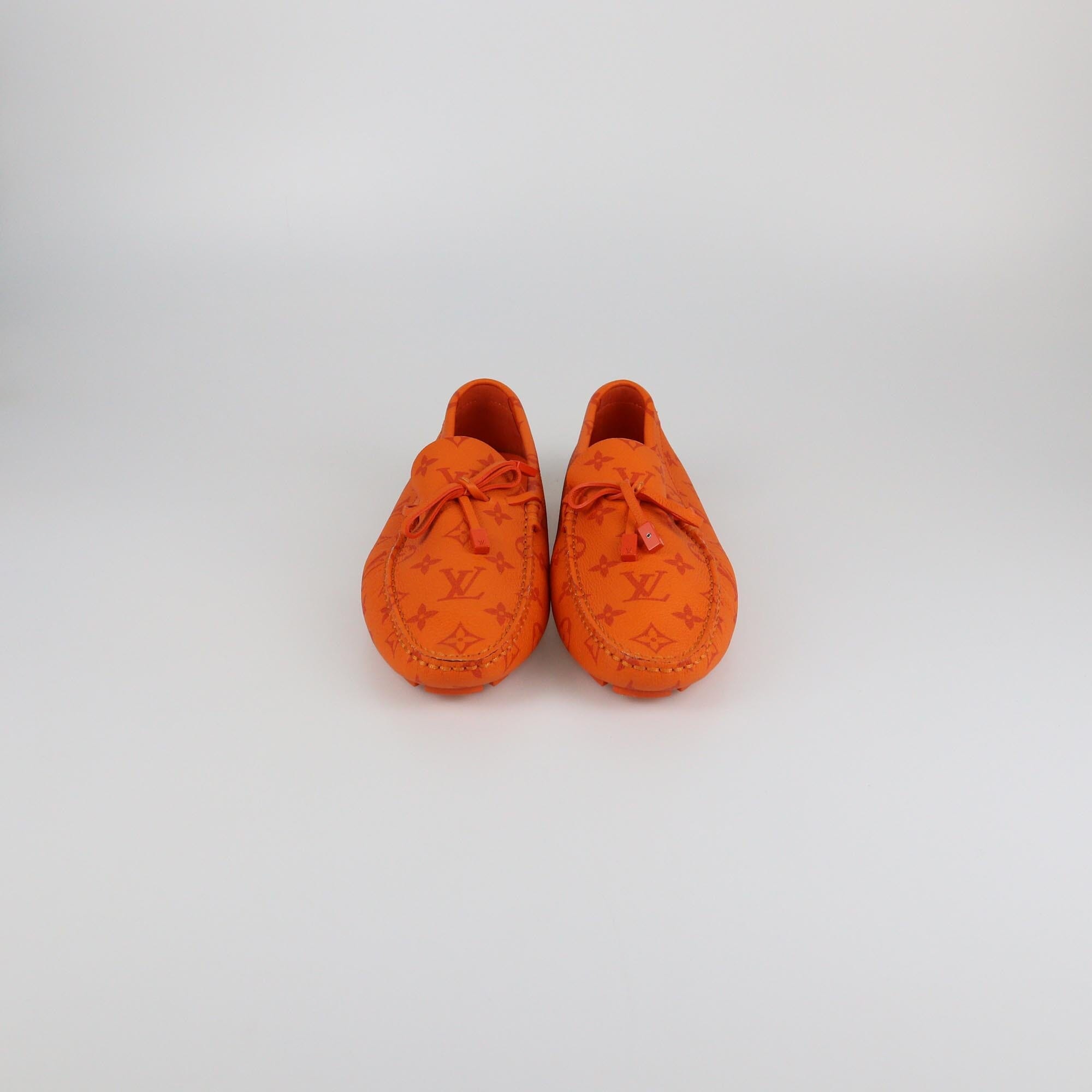 Louis Vuitton Orange Monogram LV Driver Moccasins Mens Louis Vuitton