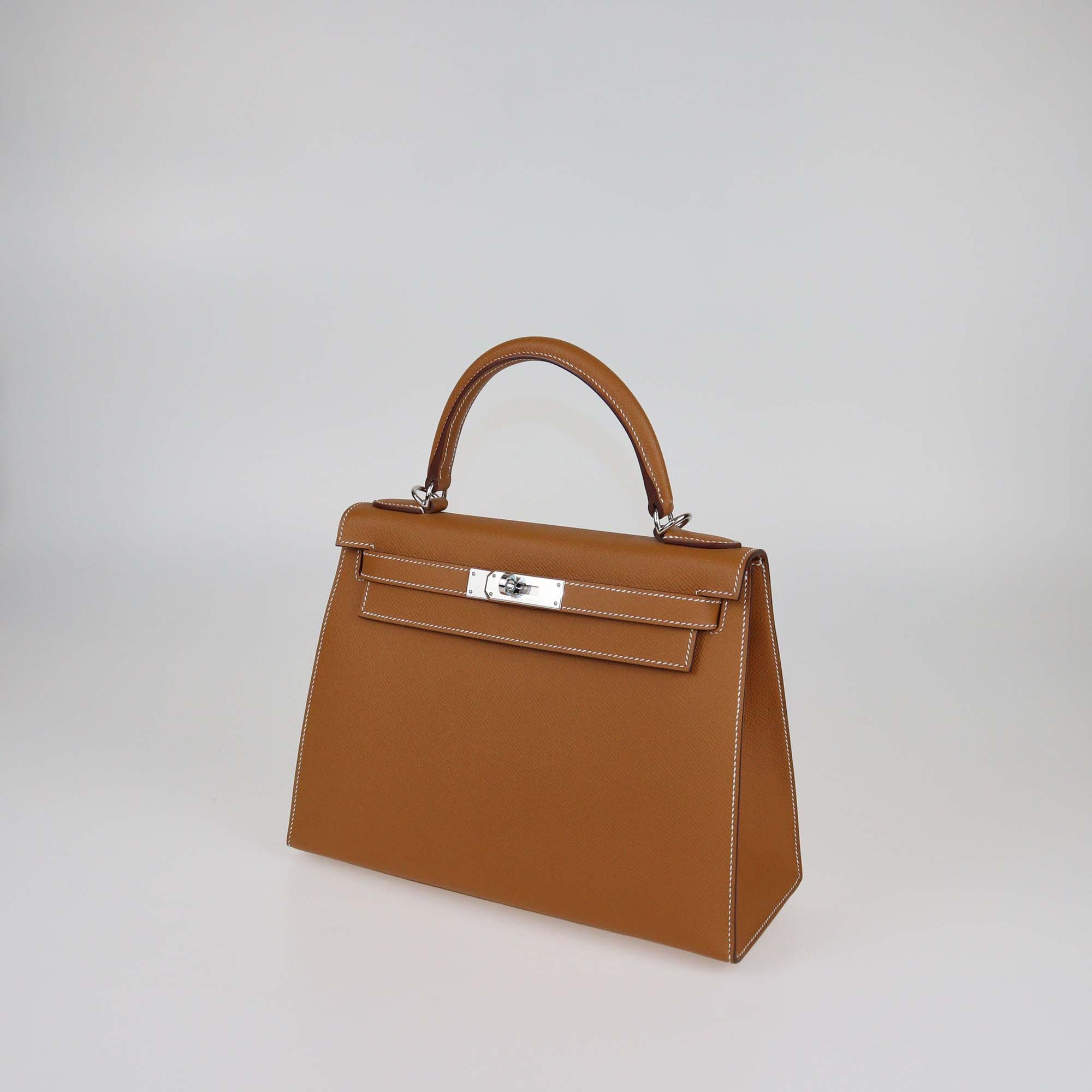 Hermes Gold Epsom Leather Palladium Hardware Kelly Sellier 28 Bag