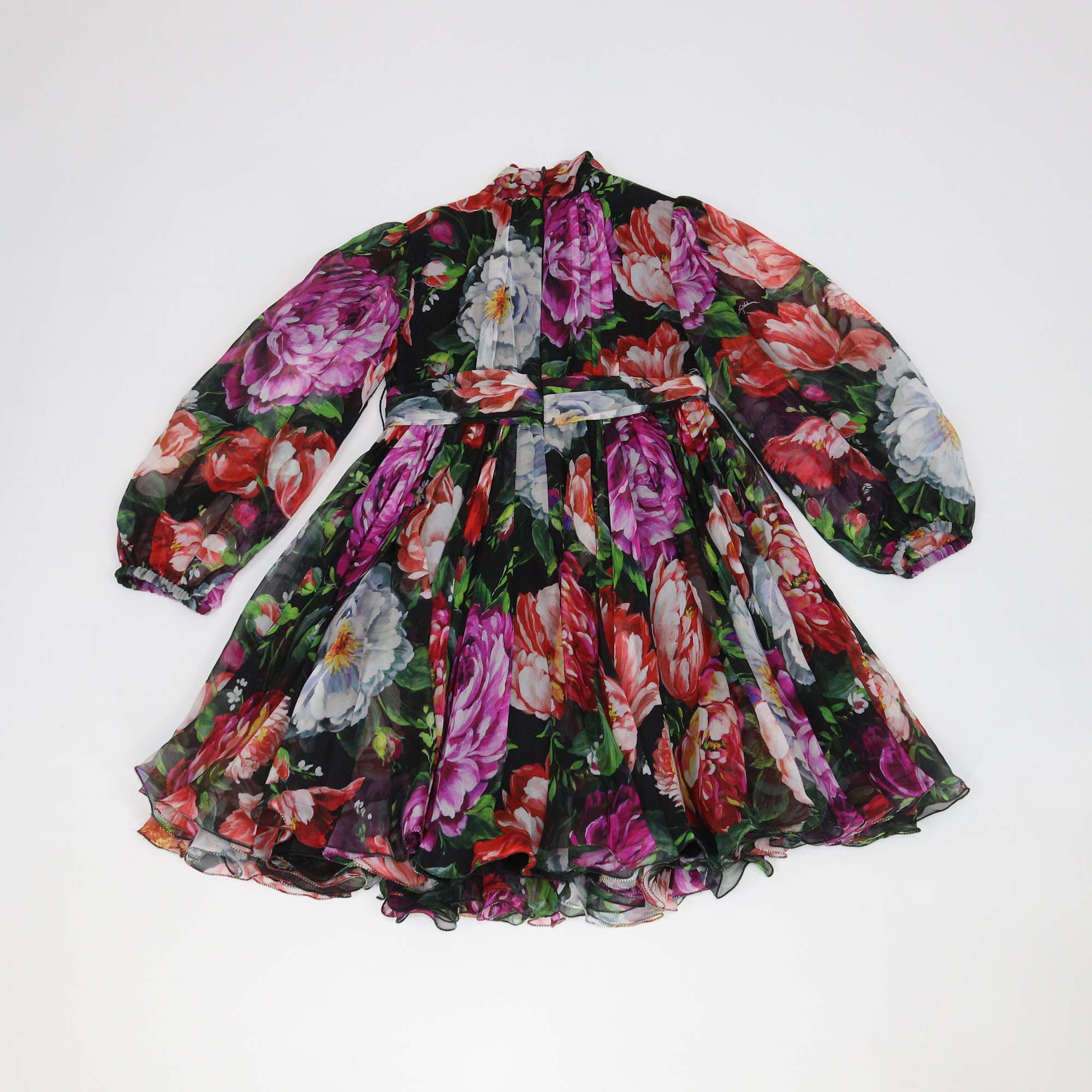 Dolce & Gabbana Kids Multicolor Floral Print Chiffon Midi Dress