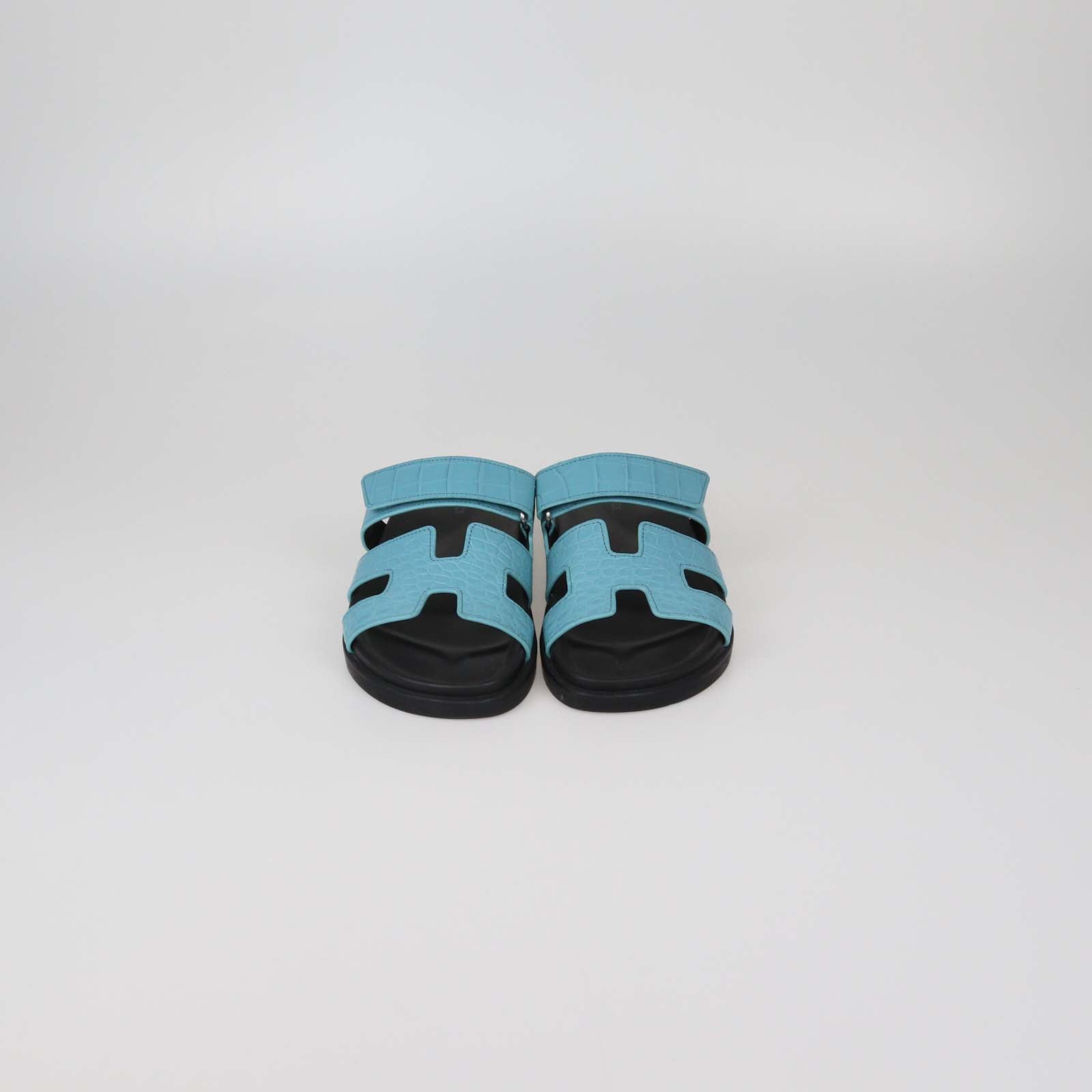 Hermes Bleu Cameo Matte Alligator Chypre Sandals