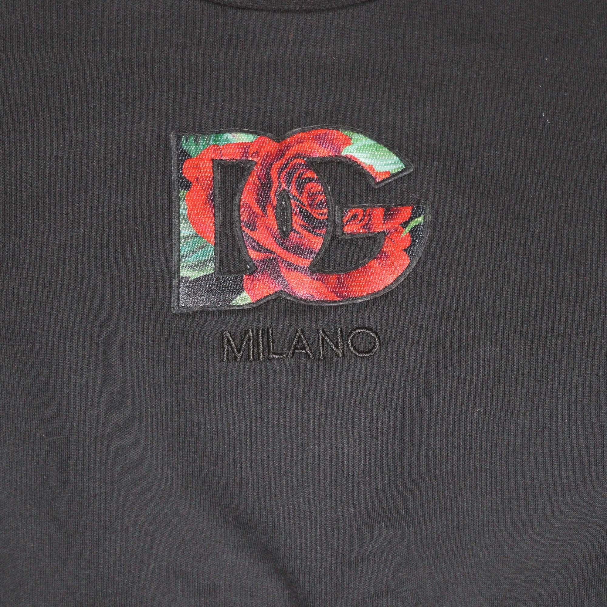 Dolce & Gabbana Kids Black Cotton DG Printed Patch Long Sleeve Sweatshirt