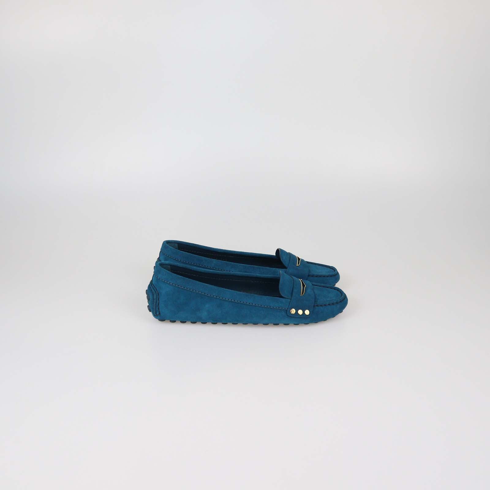 Louis Vuitton Teal Blue Suede Loafers