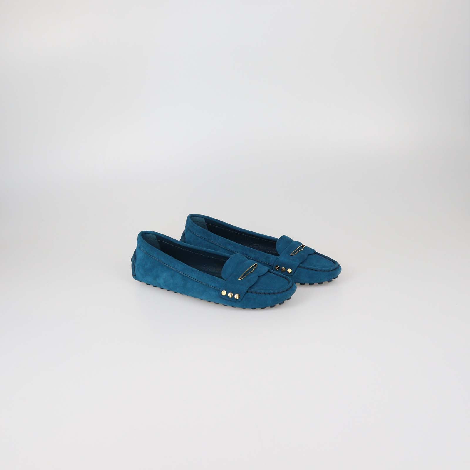 Louis Vuitton Teal Blue Suede Loafers