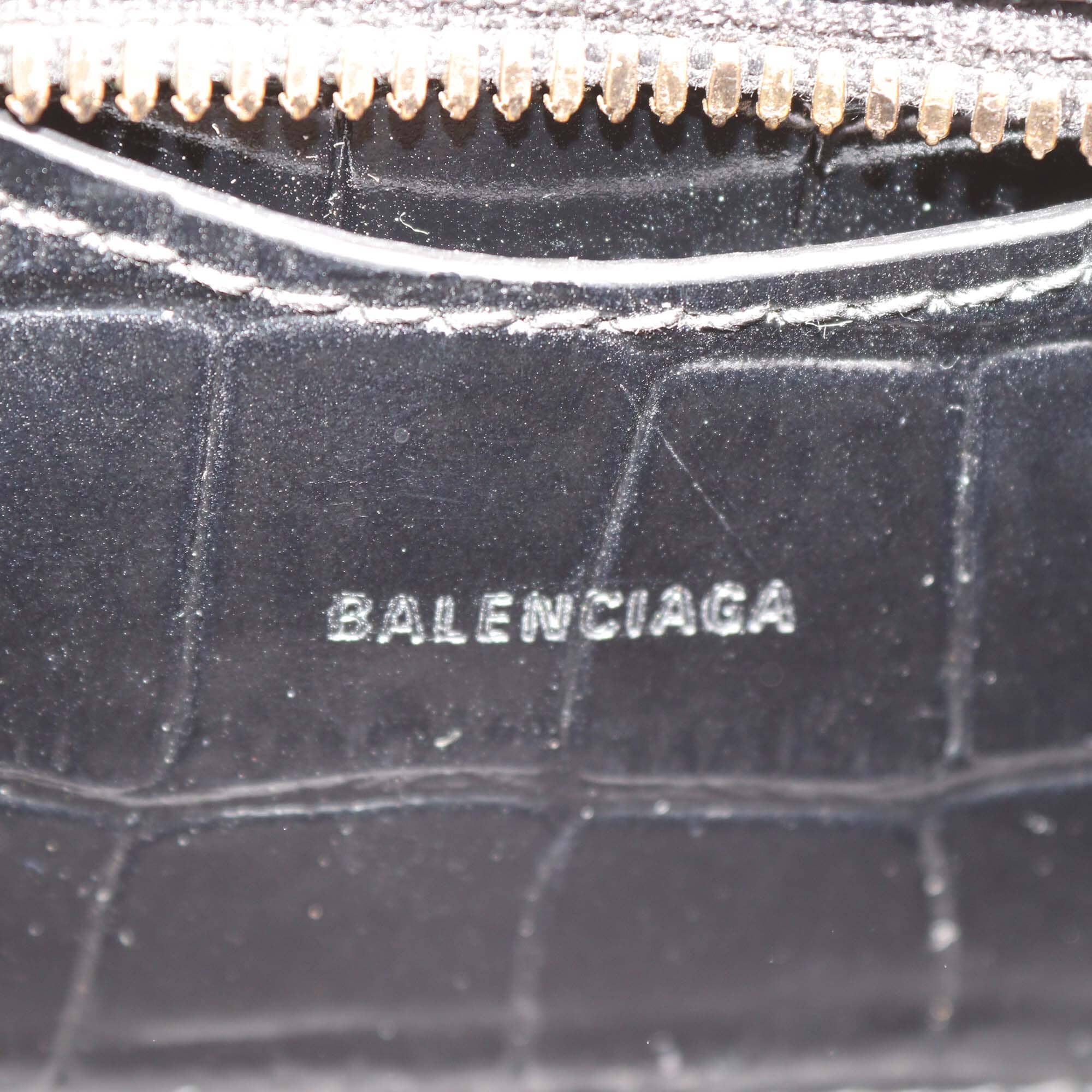 Balenciaga Black Croc Embossed Leather Nano Neo Classic City Bag Womens Balenciaga