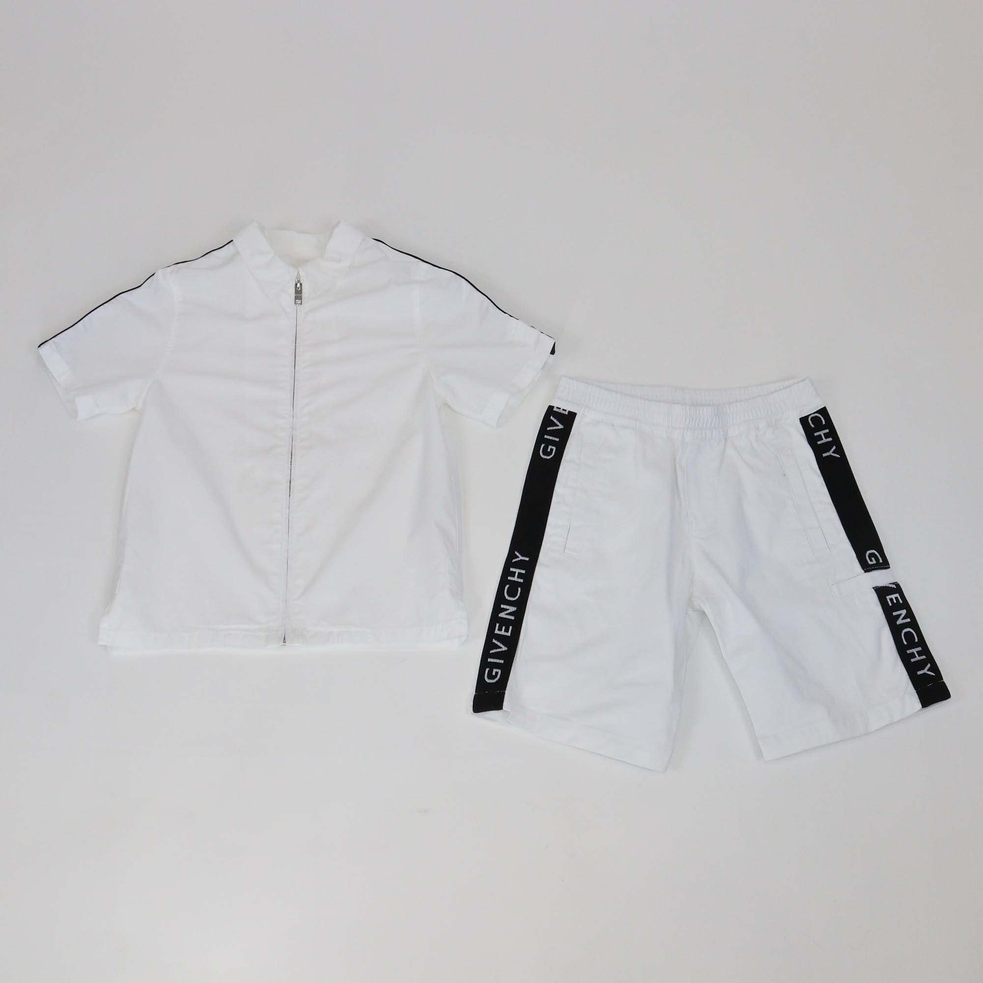 Givenchy Kids White Zip Up Short Sleeve Shirt & Short Set