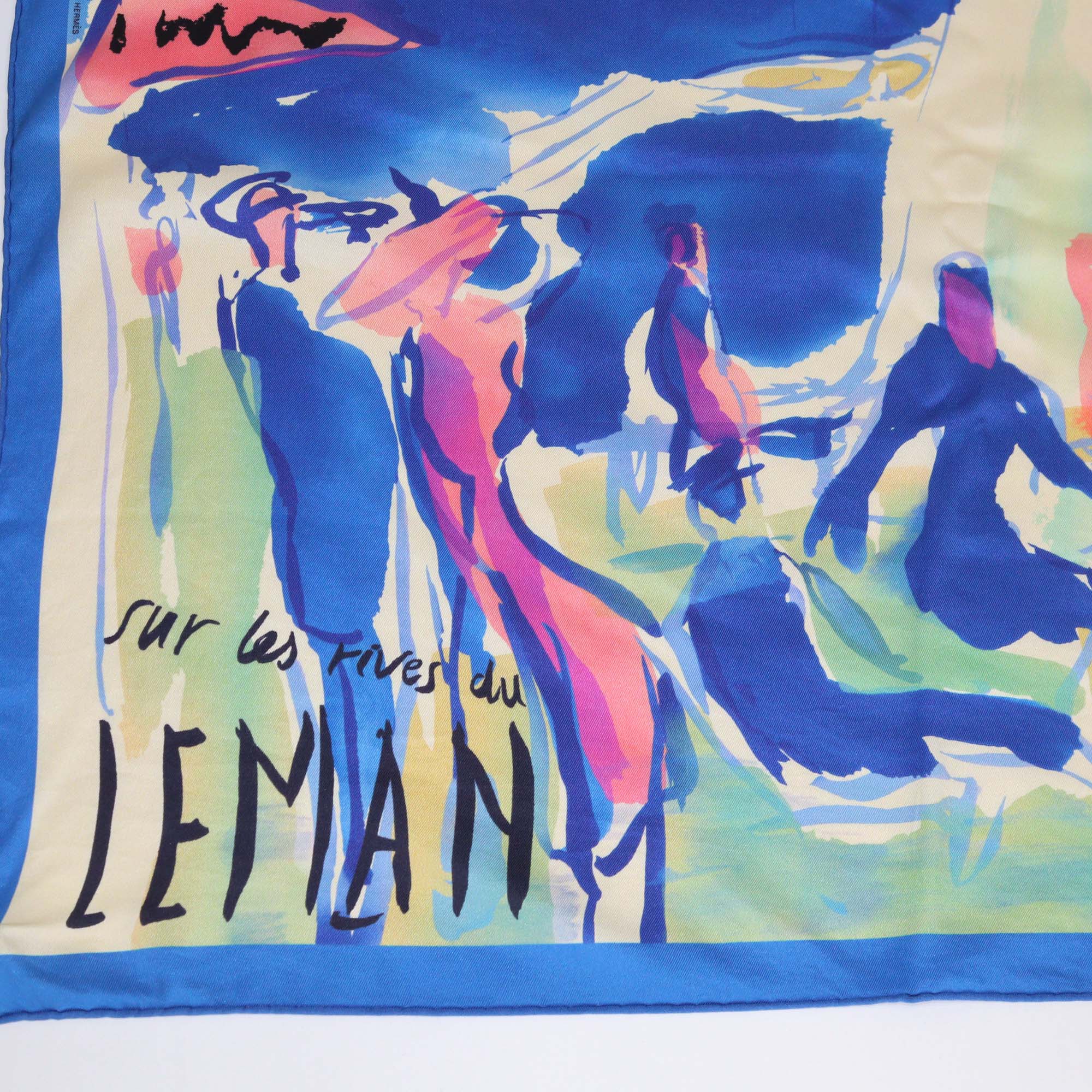 Hermes Multicolor Silk Sur Les Rives Du Leman Print Scarf 70