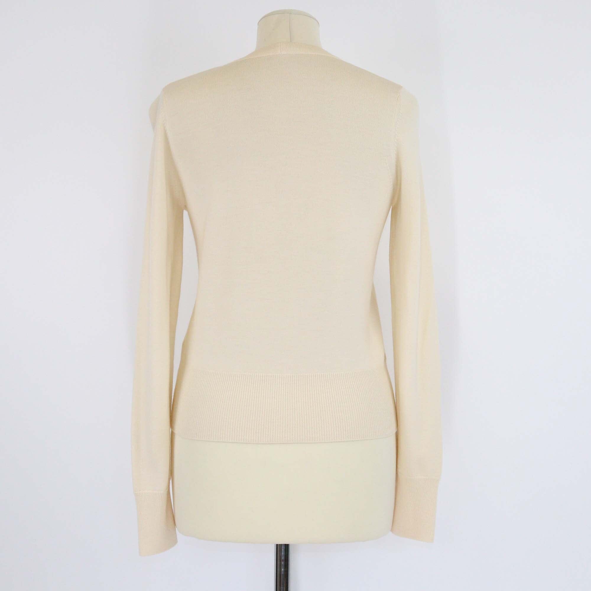Alaia Cream Buttons Up Knitted Long Sleeve Wool Crop Top Womens Alaia