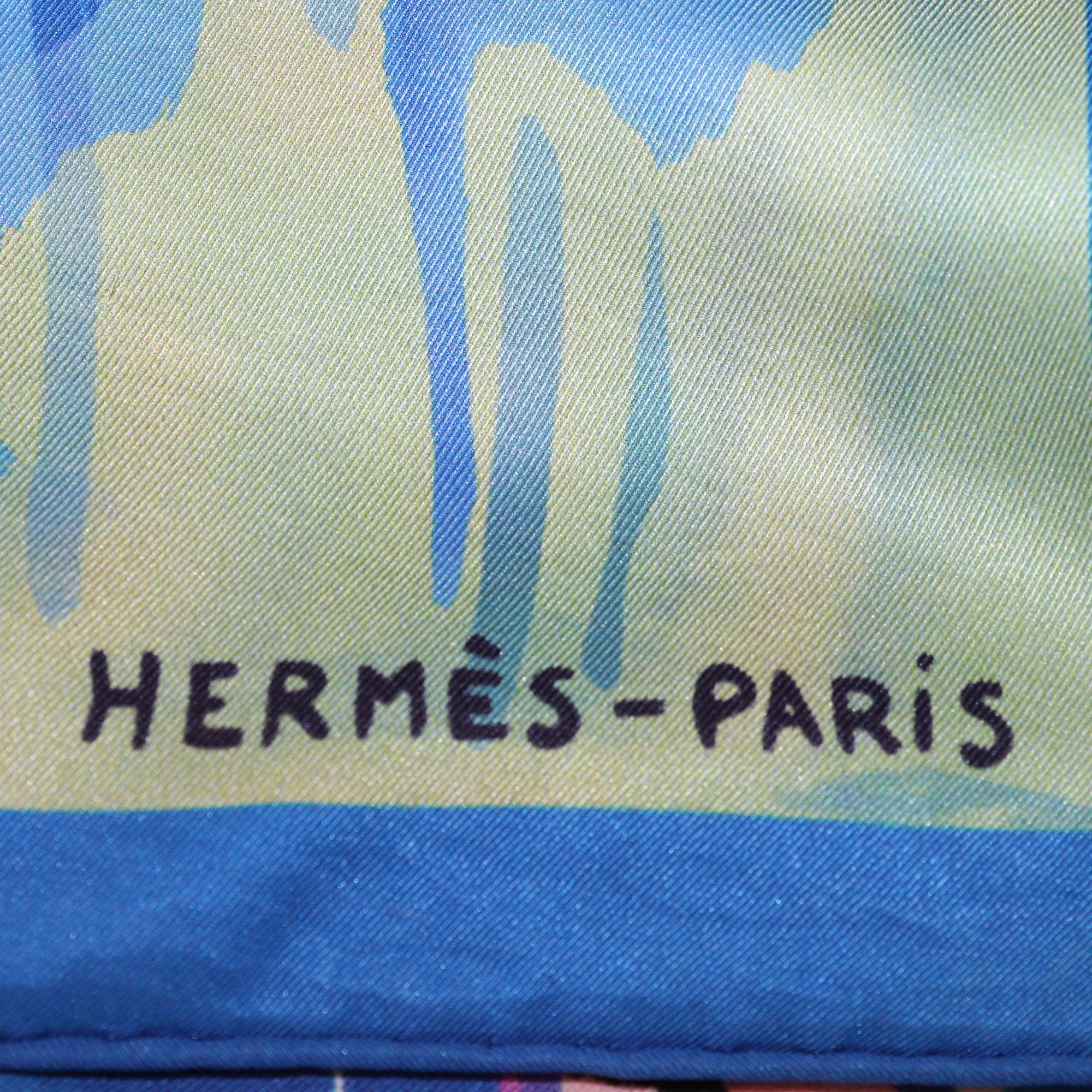 Hermes Multicolor Silk Sur Les Rives Du Leman Print Scarf 70