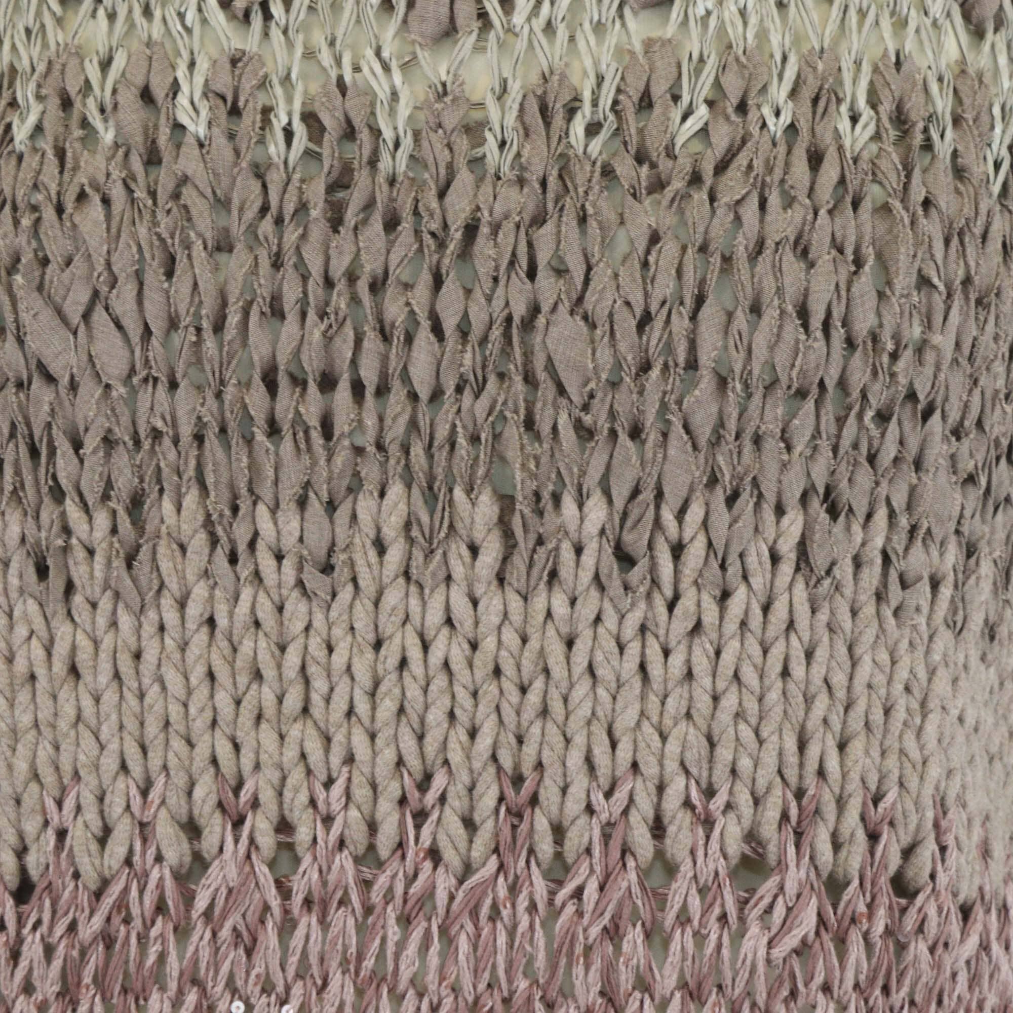 Brunello Cucinelli Brown Sequin Cotton Blended Cable Knit Cuff Sleeve Sweater Womens Brunello Cucinelli