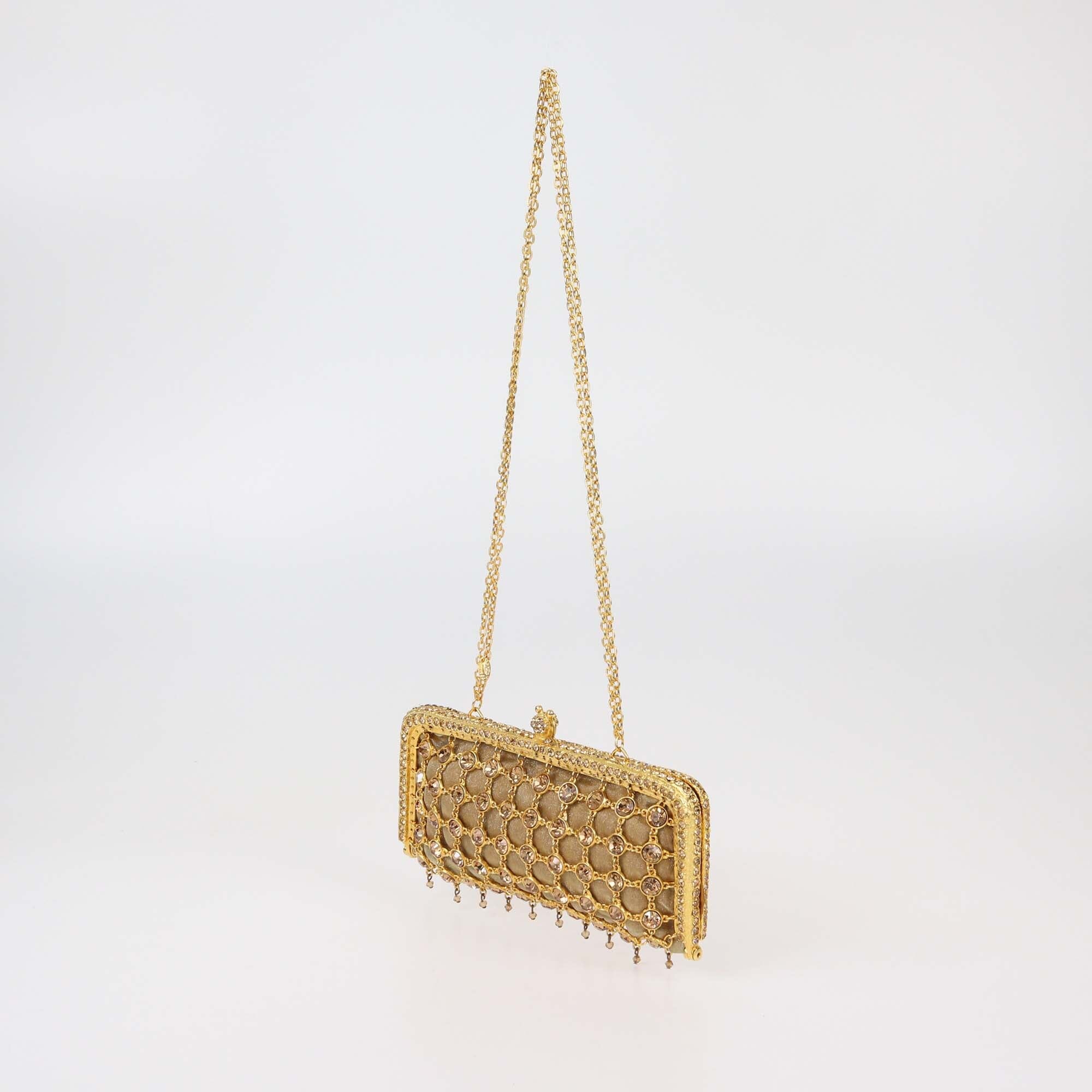 Clara Kasavina Gold Crystal Chain Clutch Womens Clara Kasavina