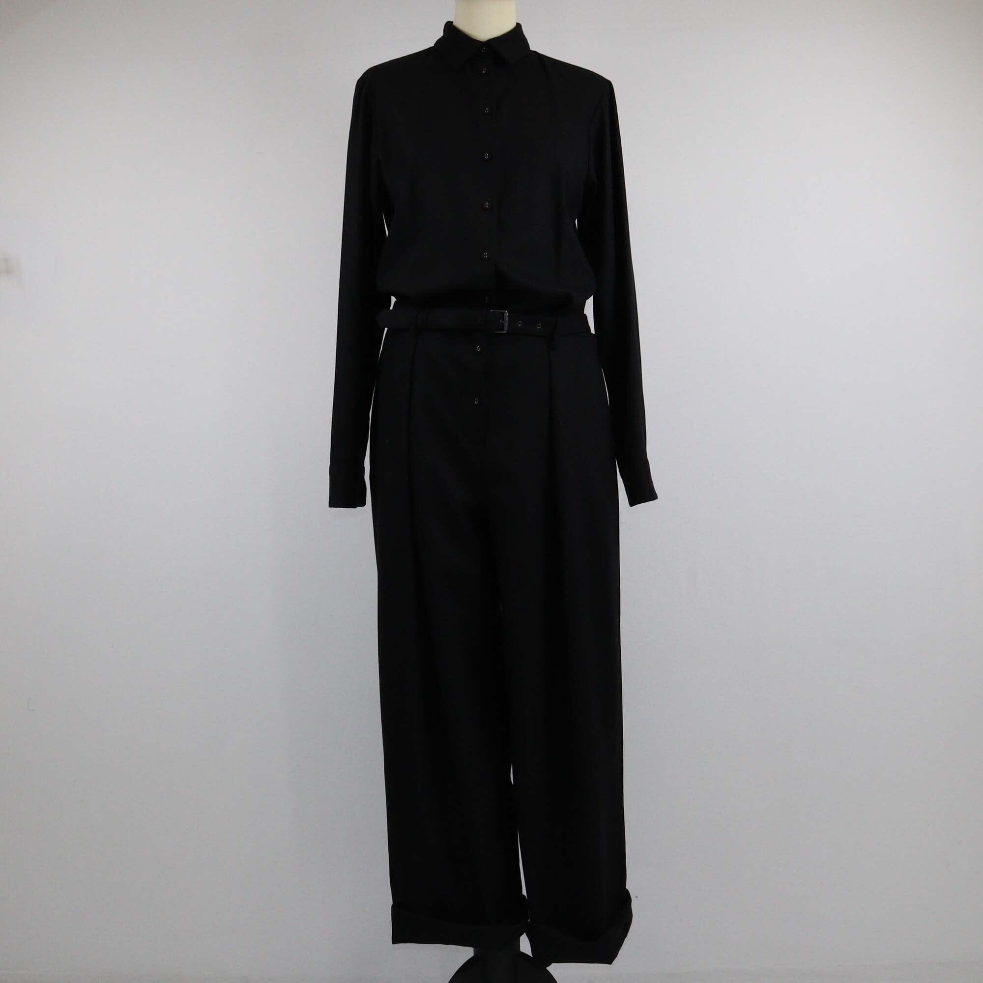 Bottega Veneta Black Long Sleeve Button Detailed Jumpsuit Womens Bottega Veneta