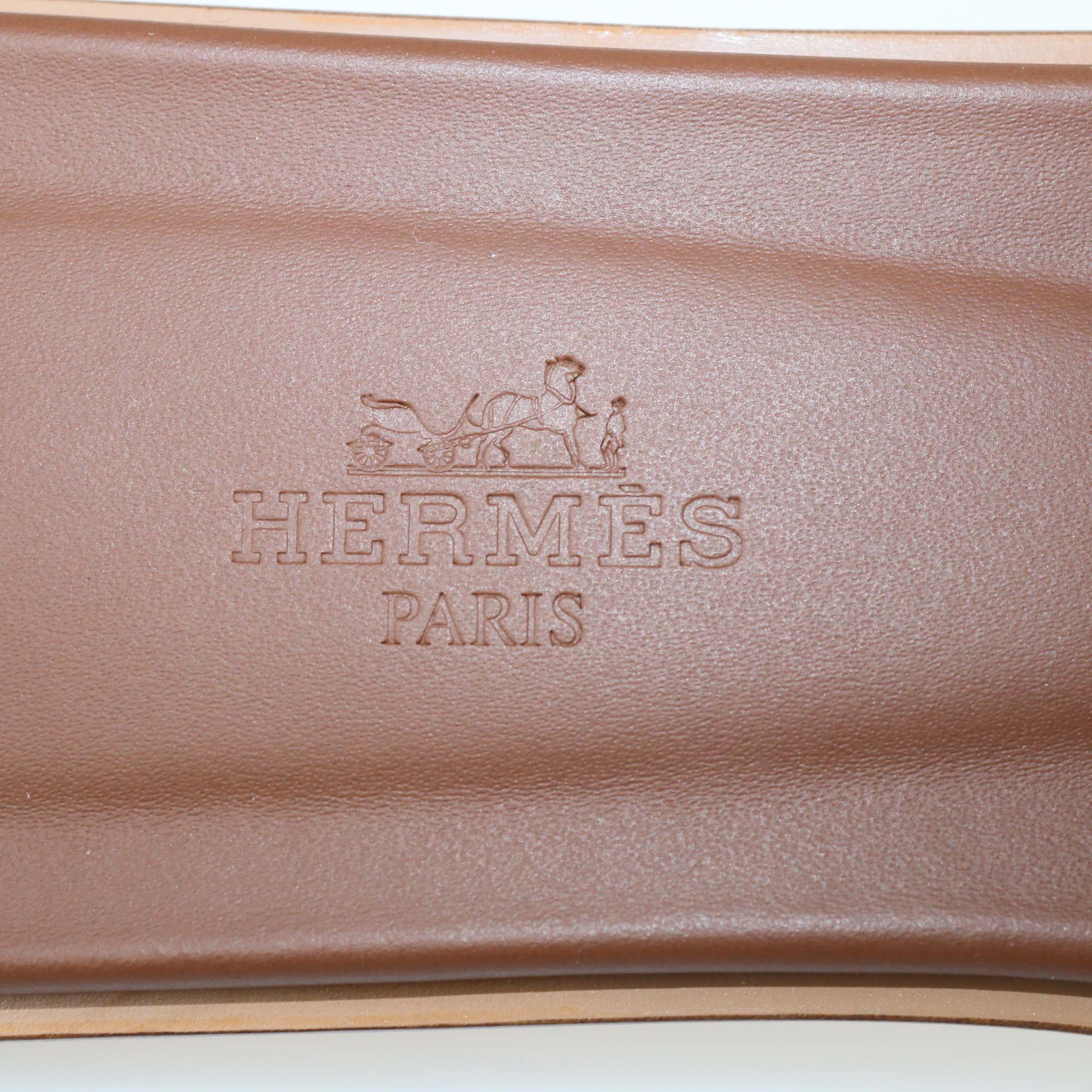 Hermes Gold Box Calf Leather Oran Sandals