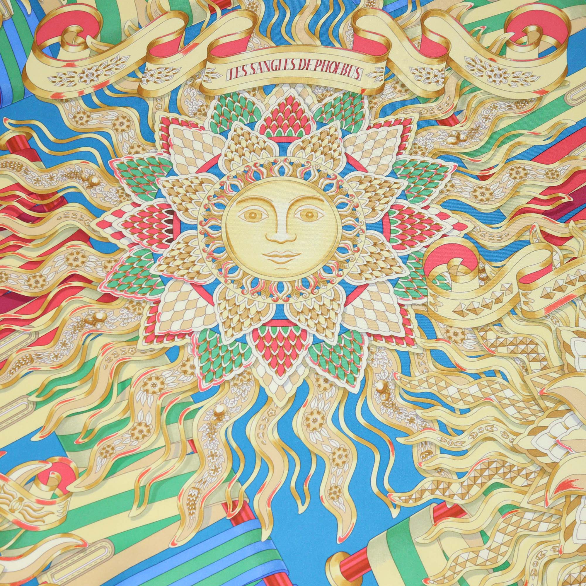 Hermes Multicolor Silk Les Sangles De Phoebus Scarf 90