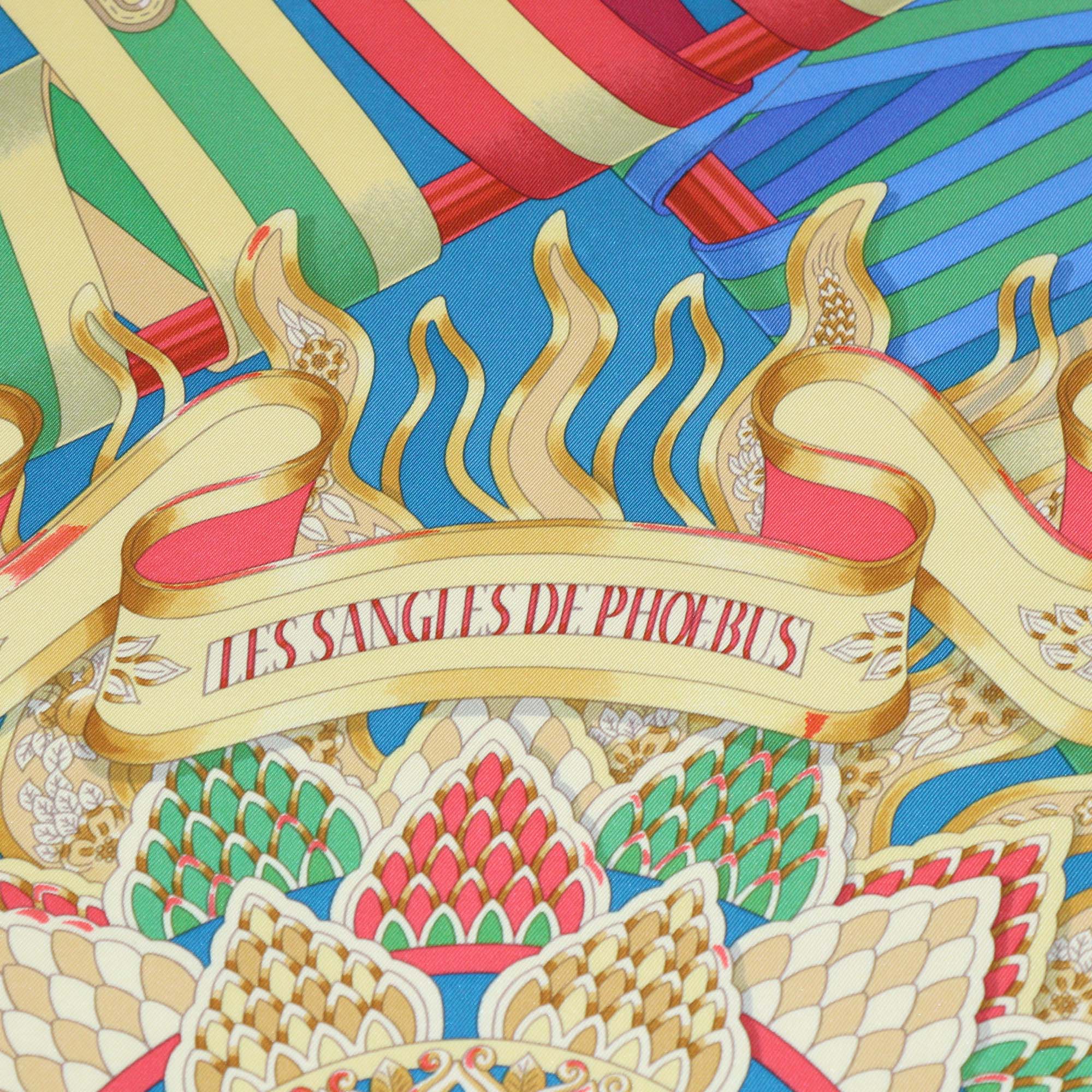 Hermes Multicolor Silk Les Sangles De Phoebus Scarf 90