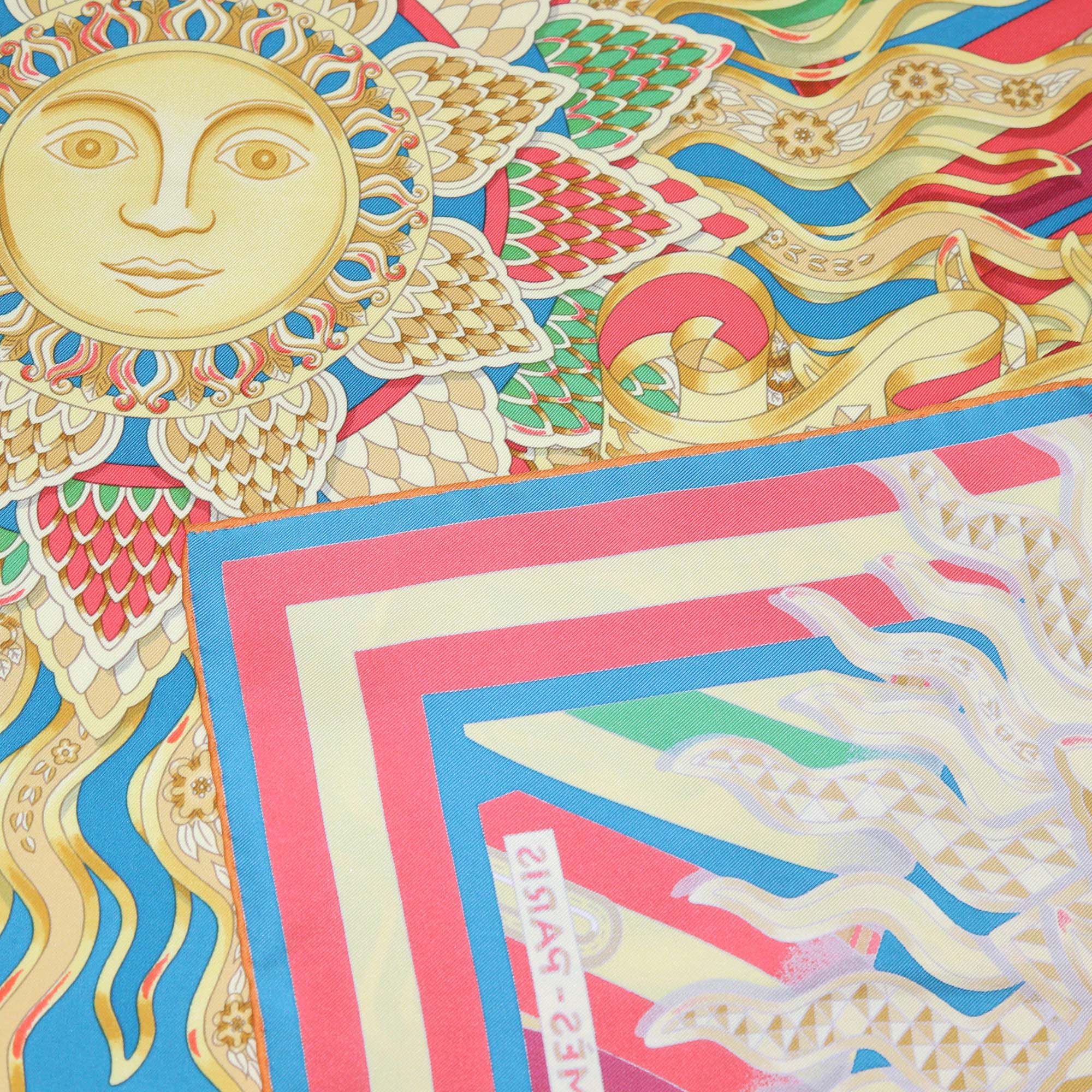 Hermes Multicolor Silk Les Sangles De Phoebus Scarf 90