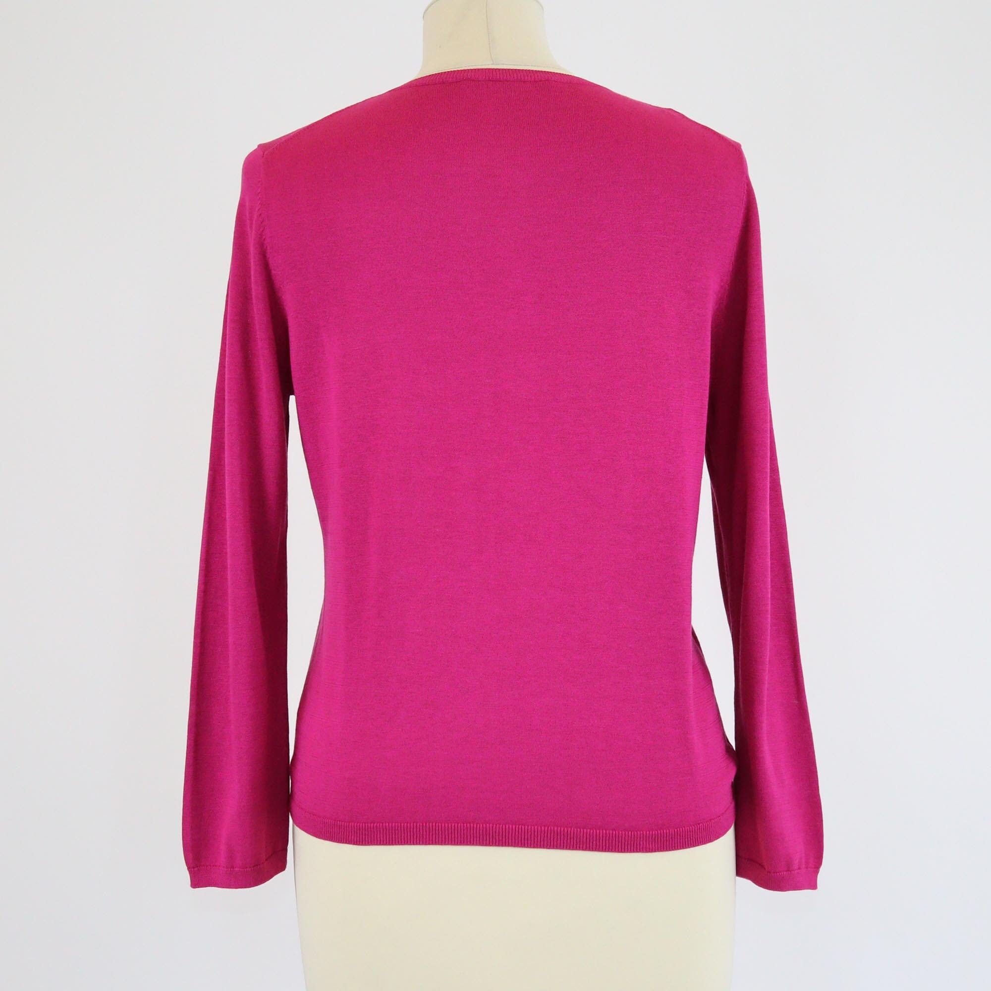 CH Carolina Herrera Pink Knit Pearl Button 3 Quarter Sleeve Cardigan Womens CH Carolina Herrera