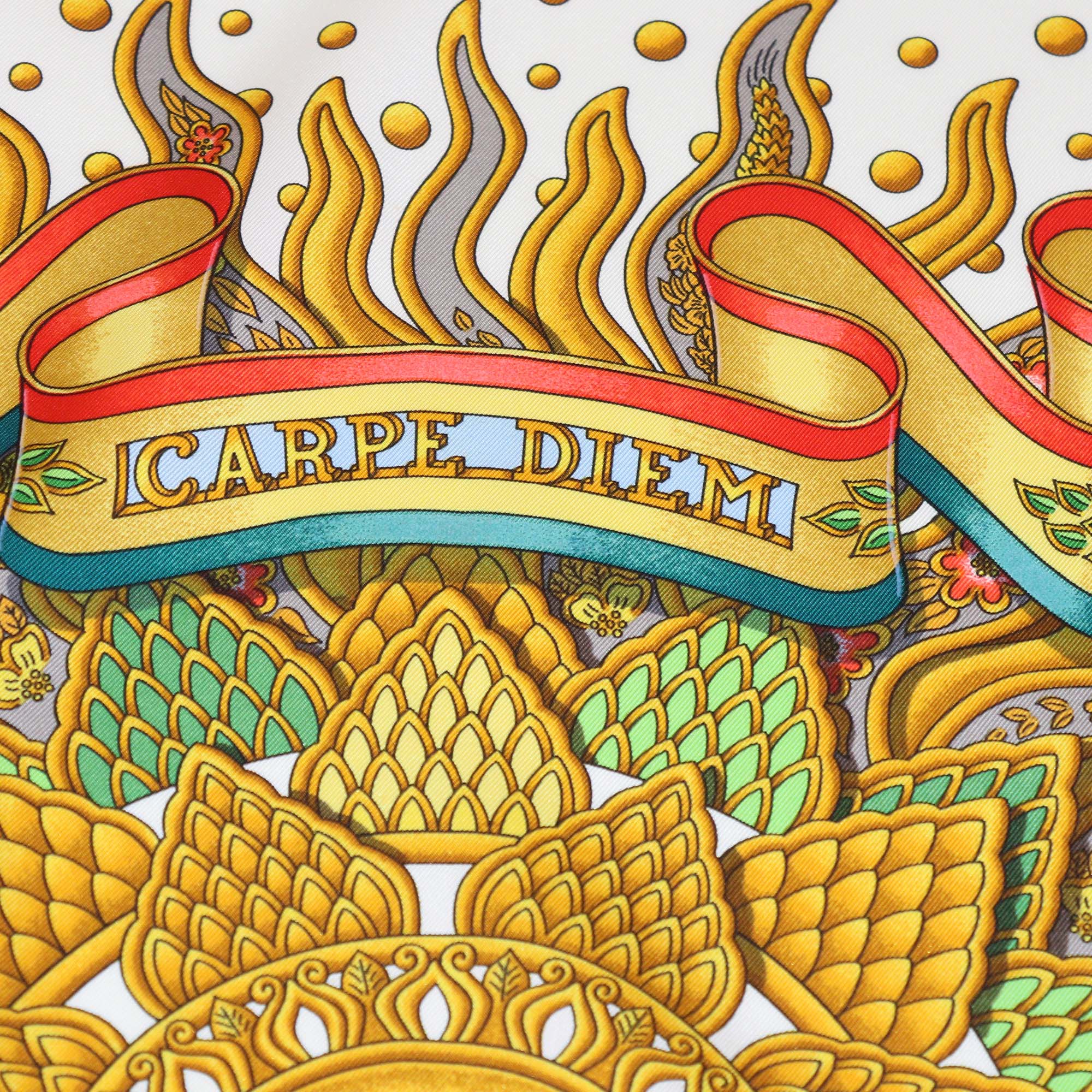 Hermes Multicolor Silk Carpe Diem Scarf 90