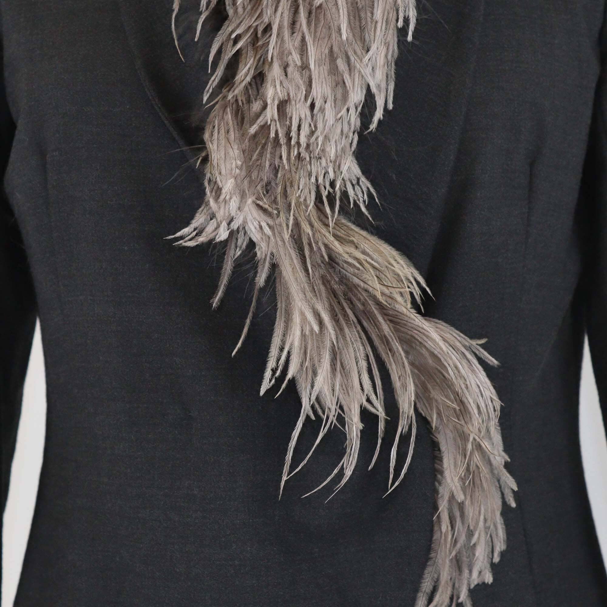 Brunello Cucinelli Black Feather Neck Line Edge Double Breasted Jacket Womens Brunello Cucinelli