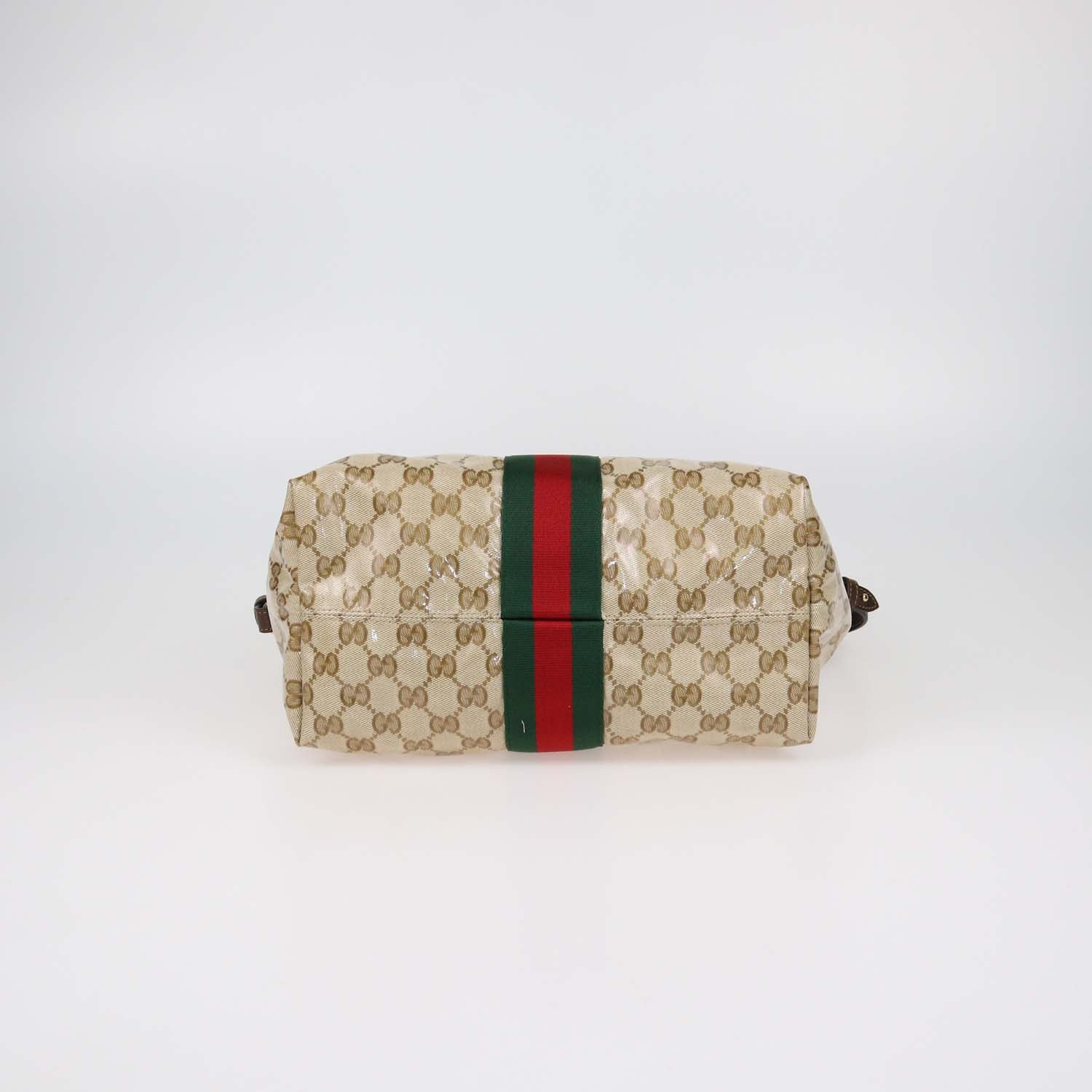 Gucci Brown Varnished Coated Canvas Small Giglio Tote