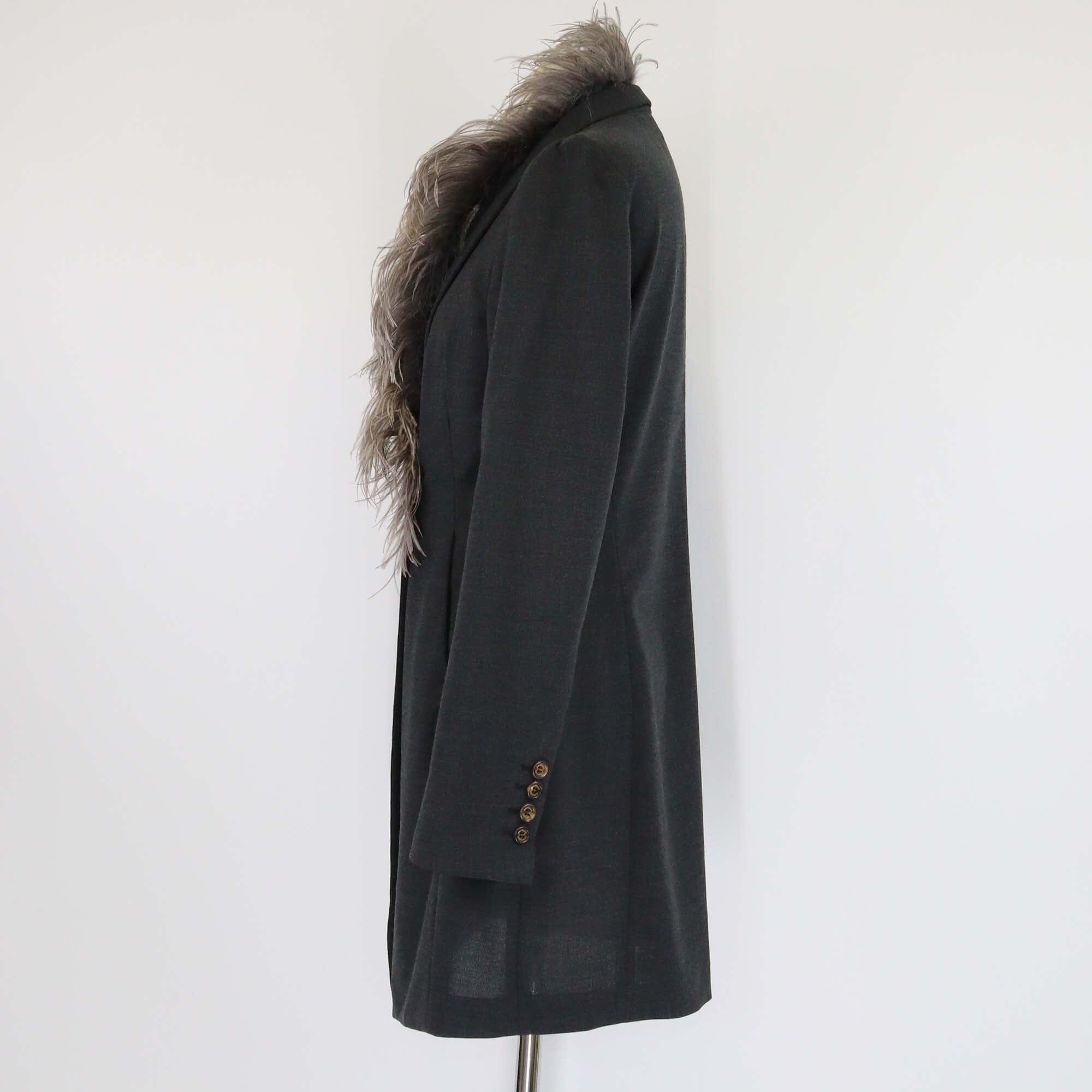 Brunello Cucinelli Black Feather Neck Line Edge Double Breasted Jacket Womens Brunello Cucinelli