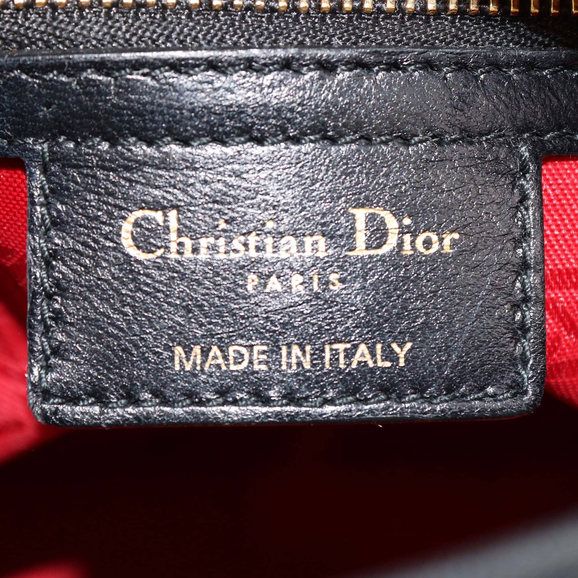 Christian Dior Black Cannage Lady Dior Medium Leather Handle Bag Womens Christian Dior