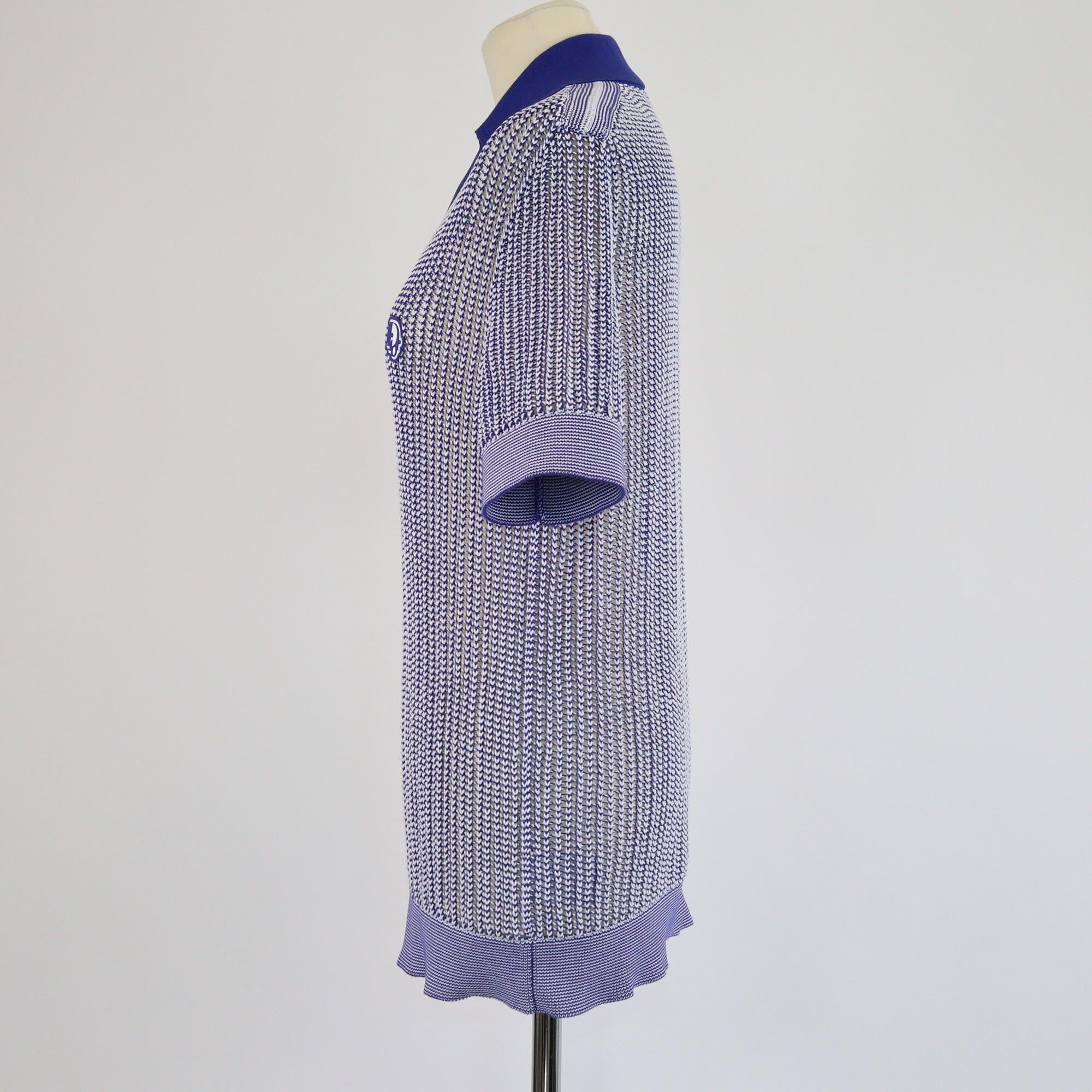 Dior Homme Blue/White Cable Knit Short Sleeve Polo Shirt Mens Dior Homme