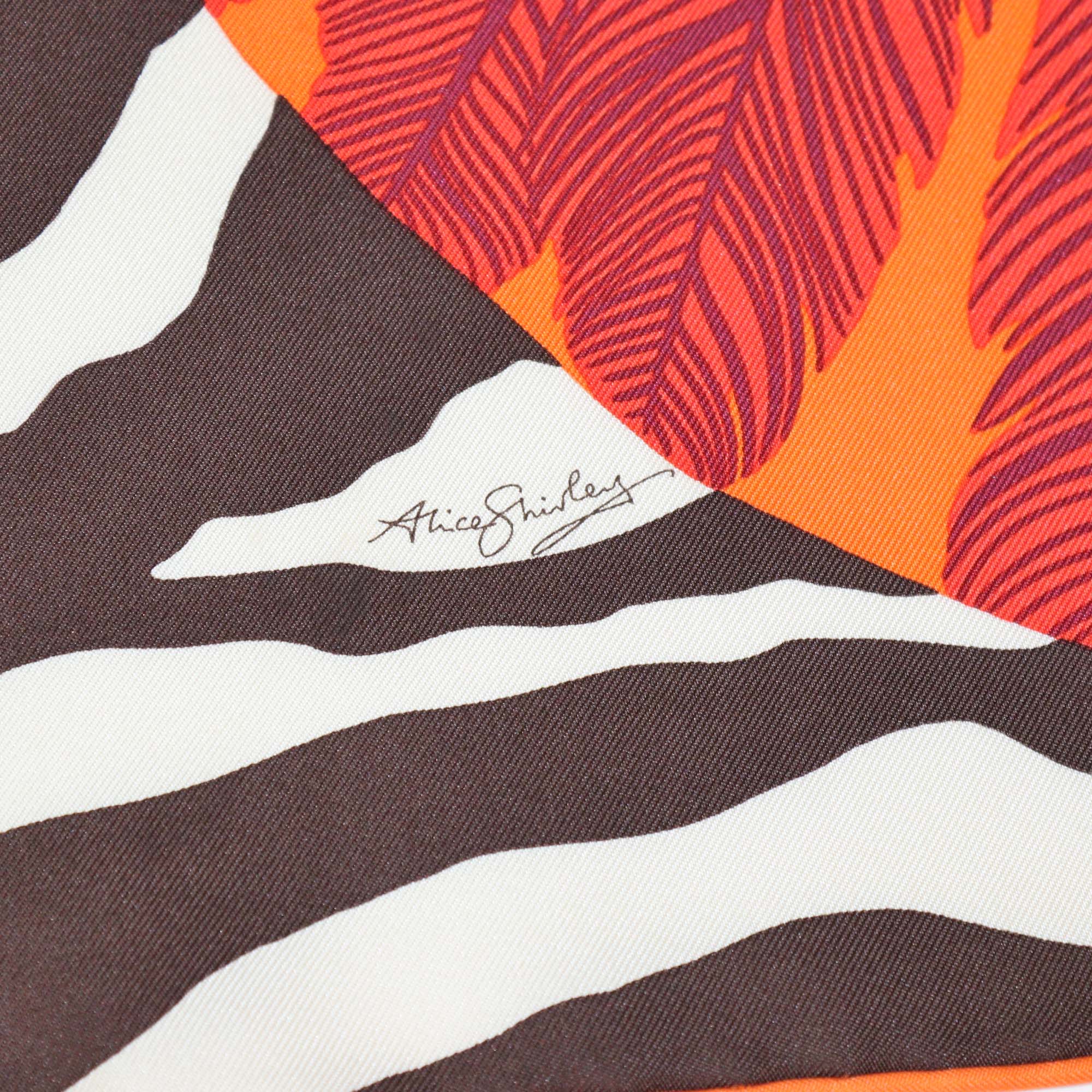 Hermes Multicolor Silk Zebra Pegasus Scarf 90