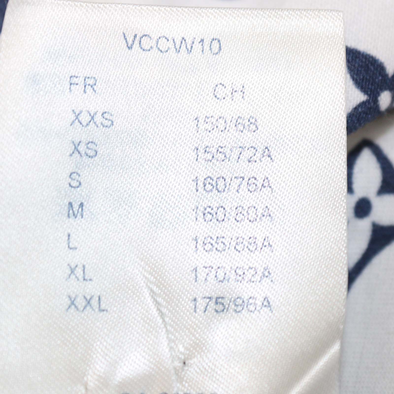Louis Vuitton White/Blue Monogram Cotton Chain Detail T-Shirt