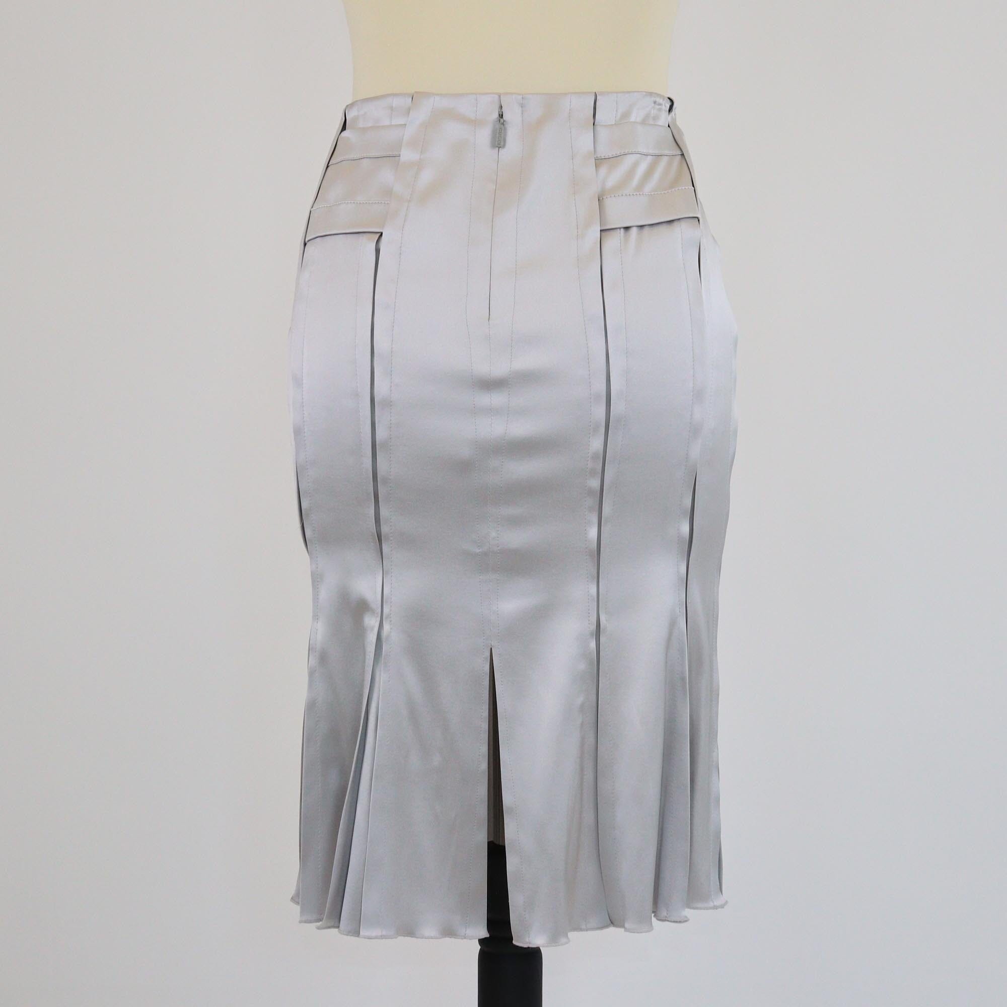 Gucci Grey Pleated Midi Skirt Womens Gucci