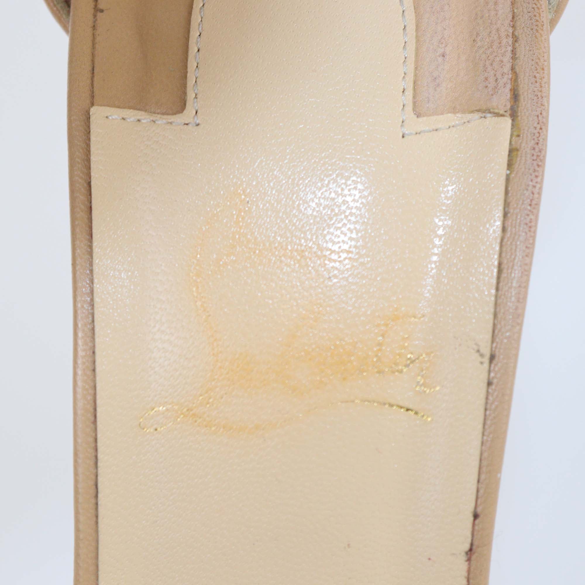 Chrsitian Louboutin Beige Leather Runana 100 Sandals