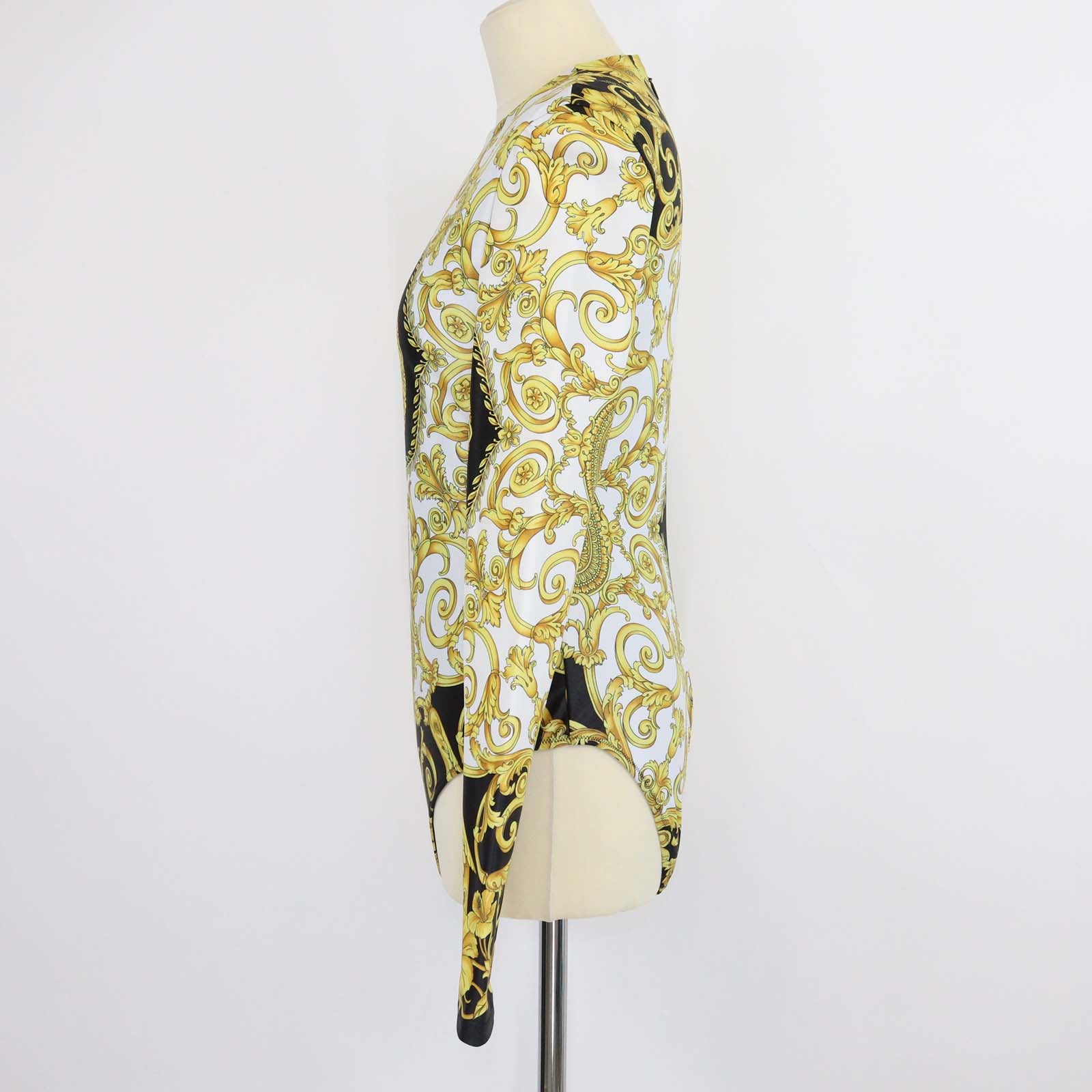 Versace Multicolor Nylon Medusa Print Long Sleeve Bodysuit