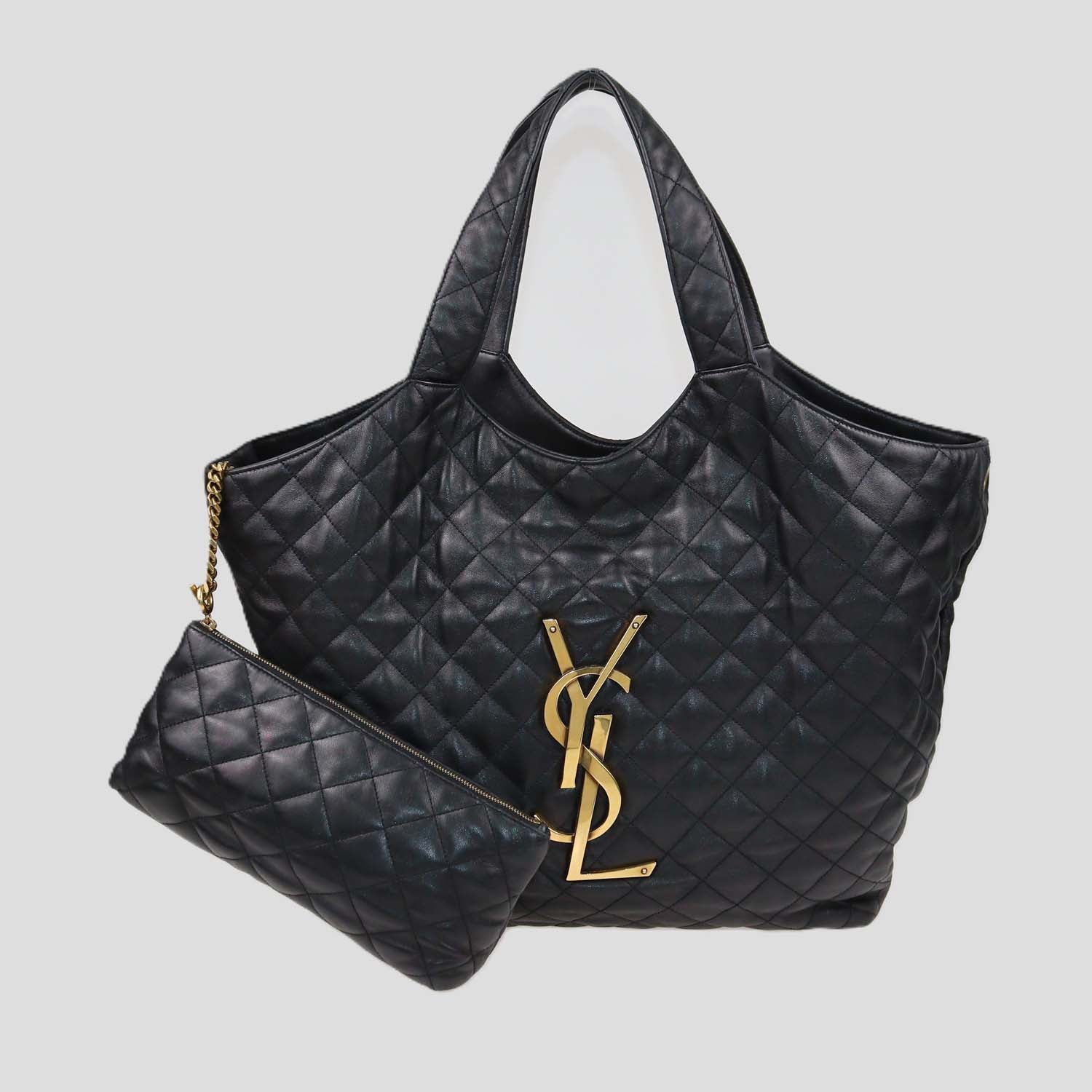 Saint Laurent Black Quilted Leather Maxi ICare Shopping Tote