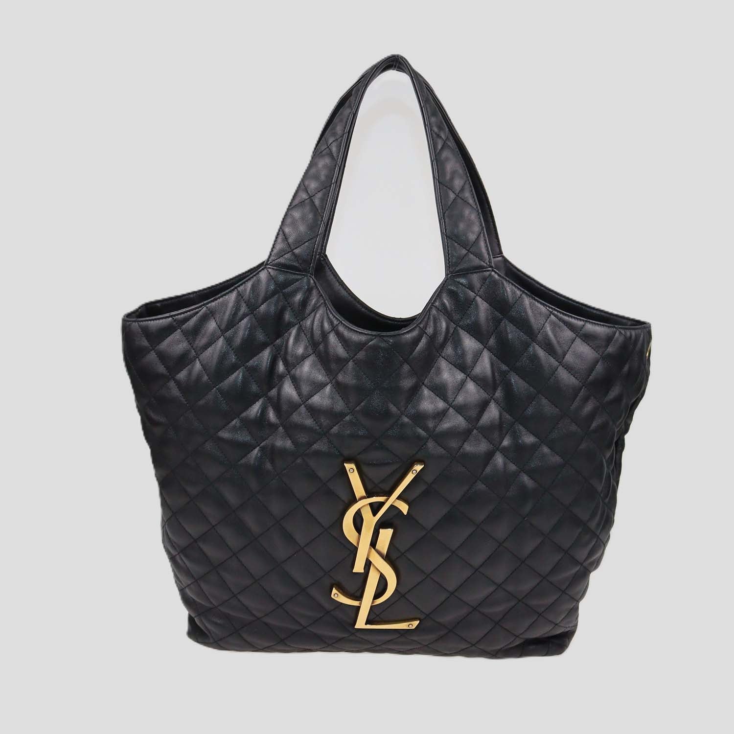Saint Laurent Black Quilted Leather Maxi ICare Shopping Tote