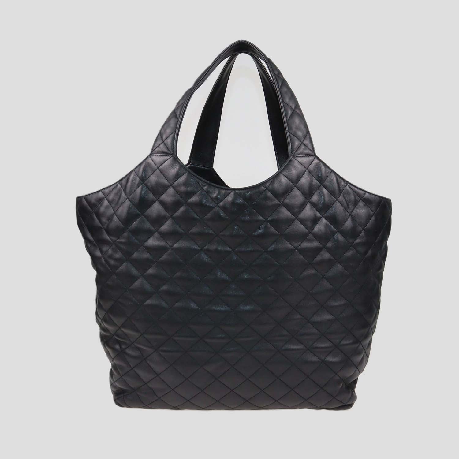Saint Laurent Black Quilted Leather Maxi ICare Shopping Tote