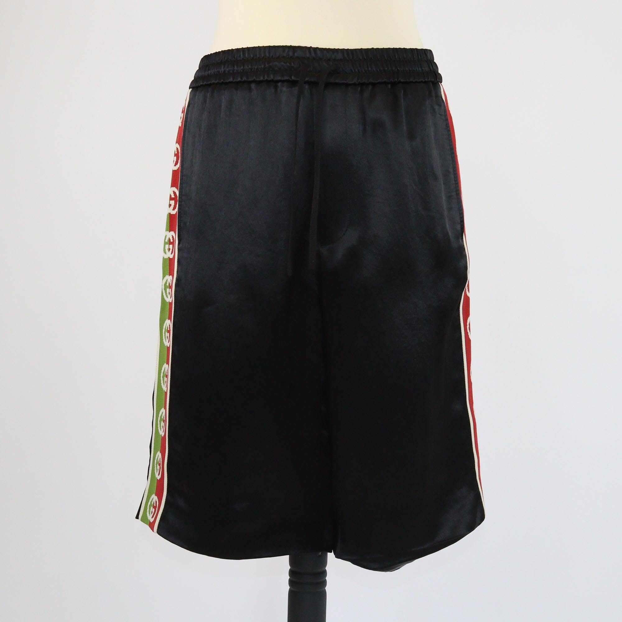 Gucci Black Logo Striped Bermuda Short Mens Gucci