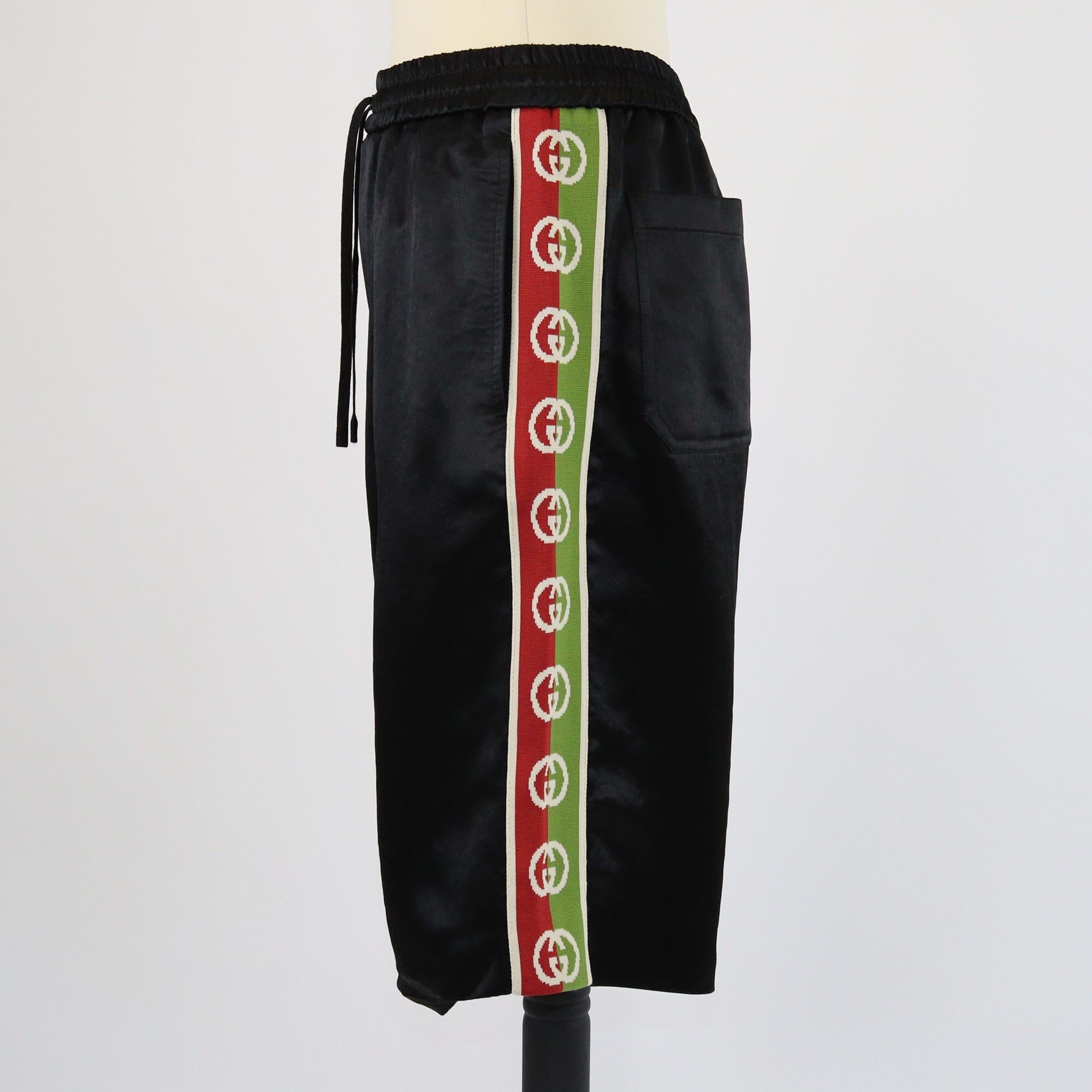 Gucci Black Logo Striped Bermuda Short Mens Gucci