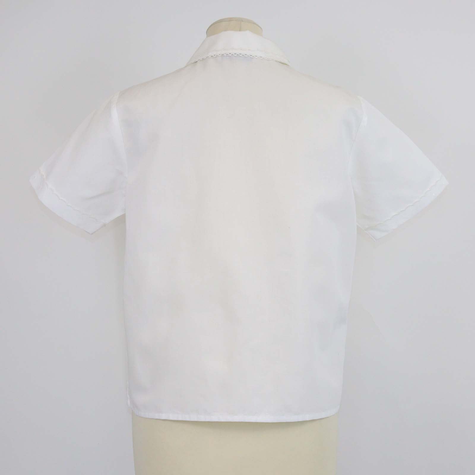 Miu Miu White Cotton and Linen Slubbed Polin Short Sleeve Shirt