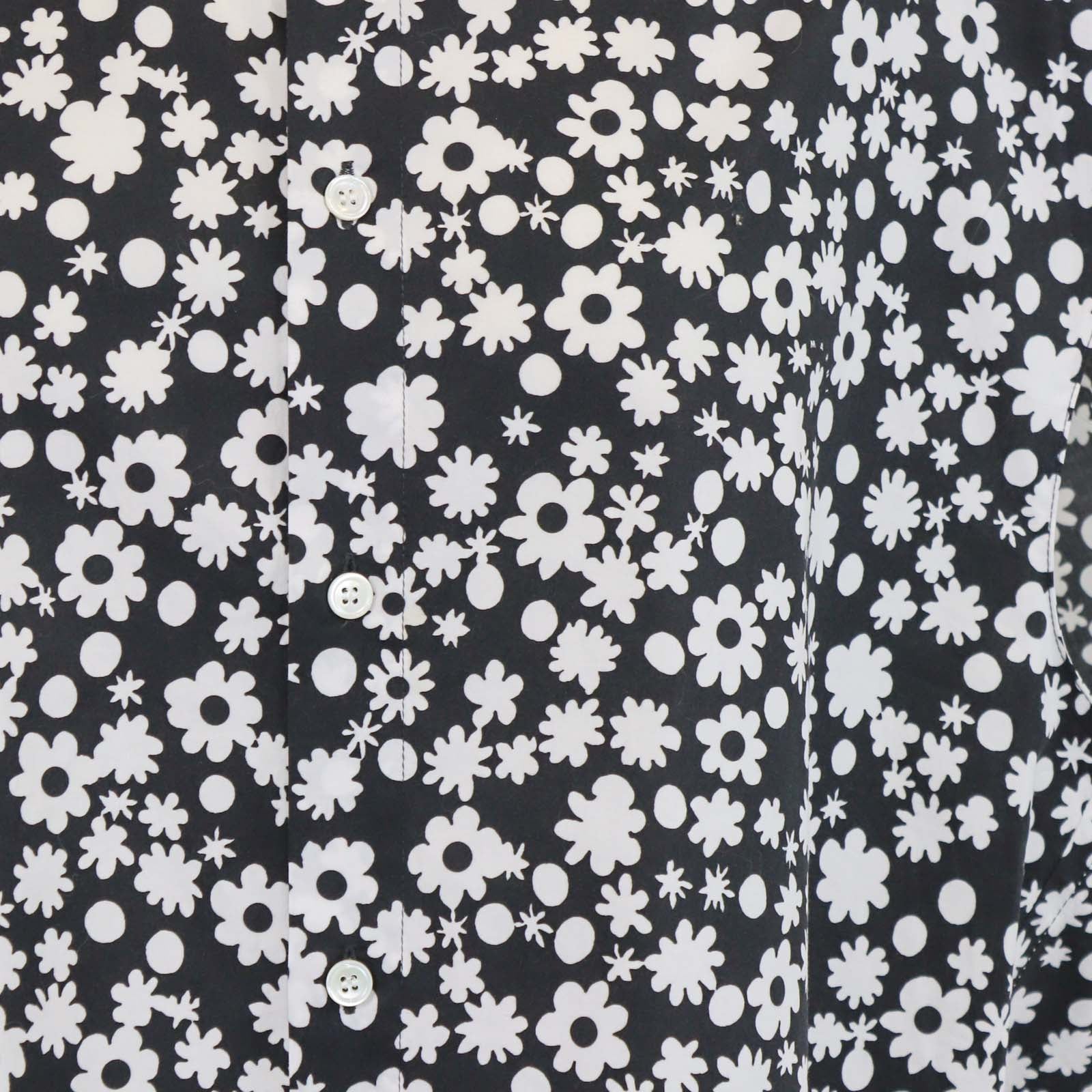 Marni Black/White Cotton Floral Sleeveless Shirt