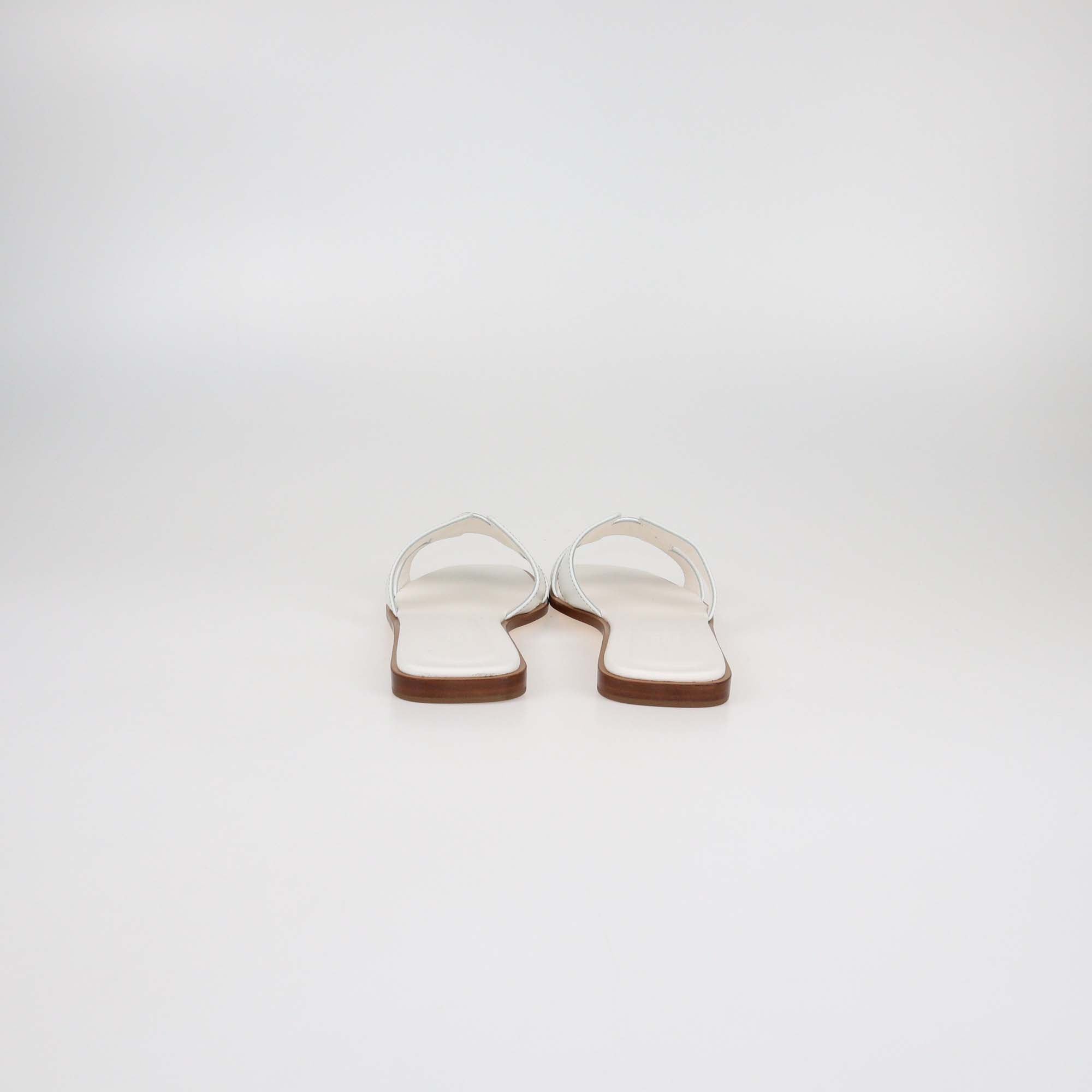 Hermes White Leather Oran Sandals