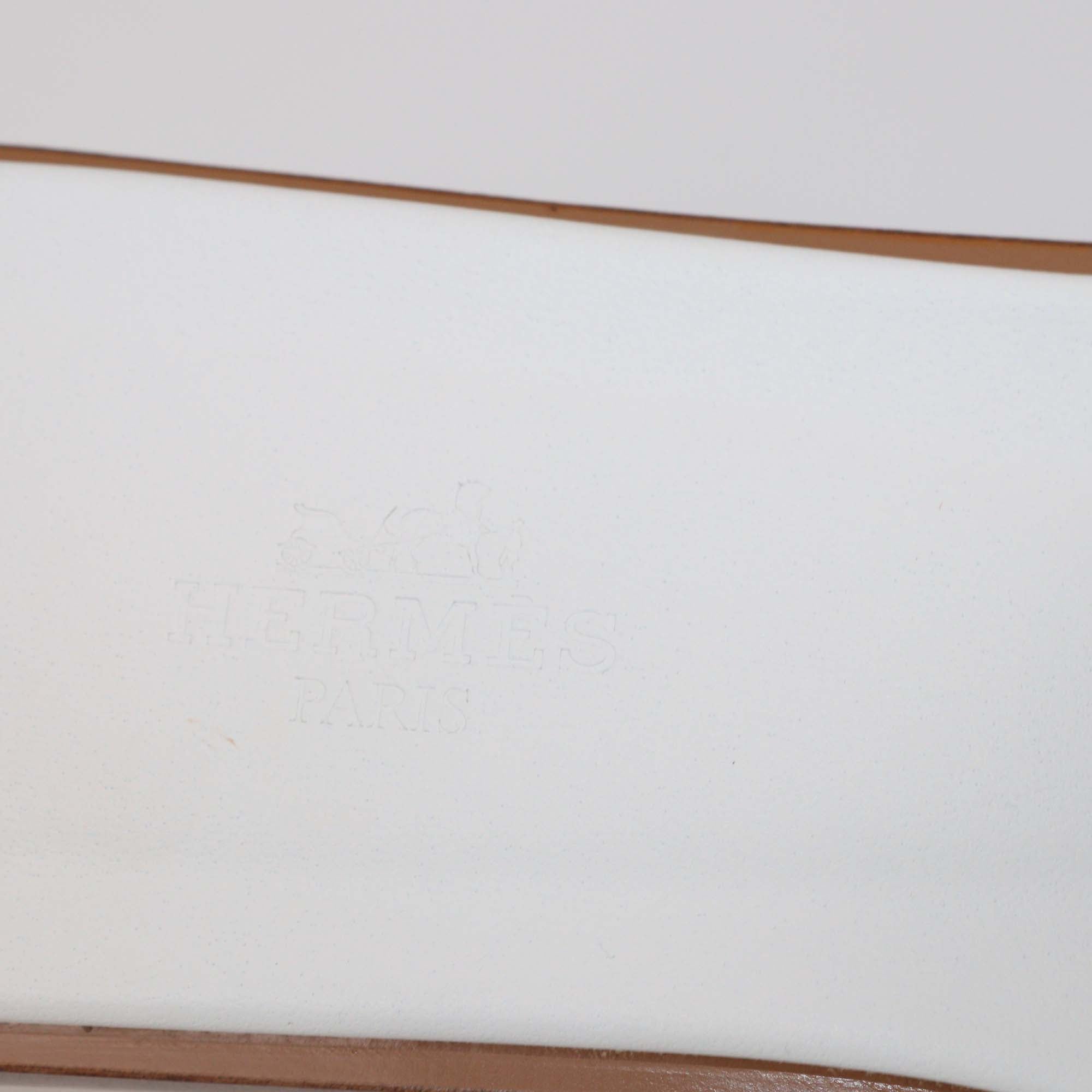 Hermes White Leather Oran Sandals