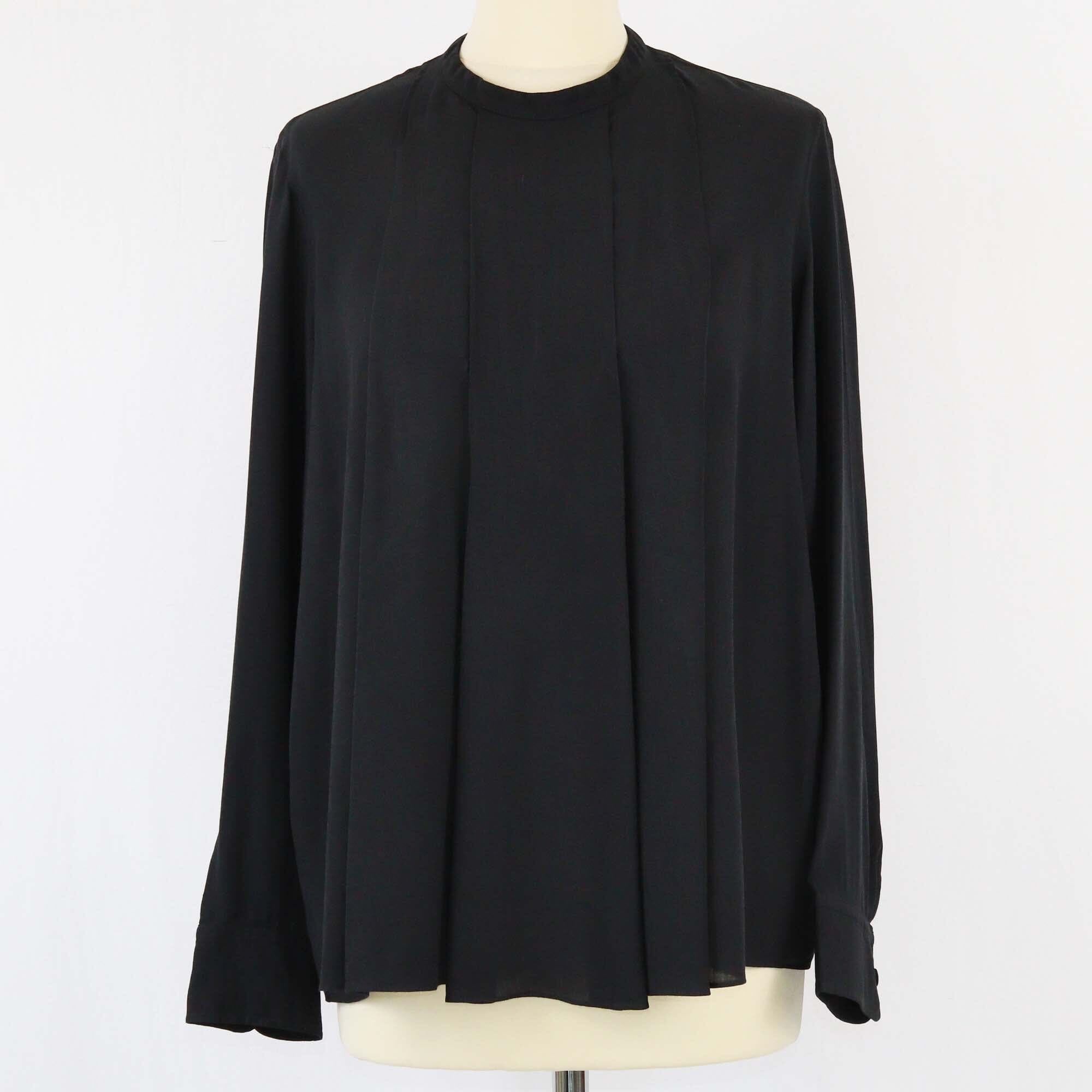 Hermes Black Pleated Longsleeve Shirt Womens Hermes
