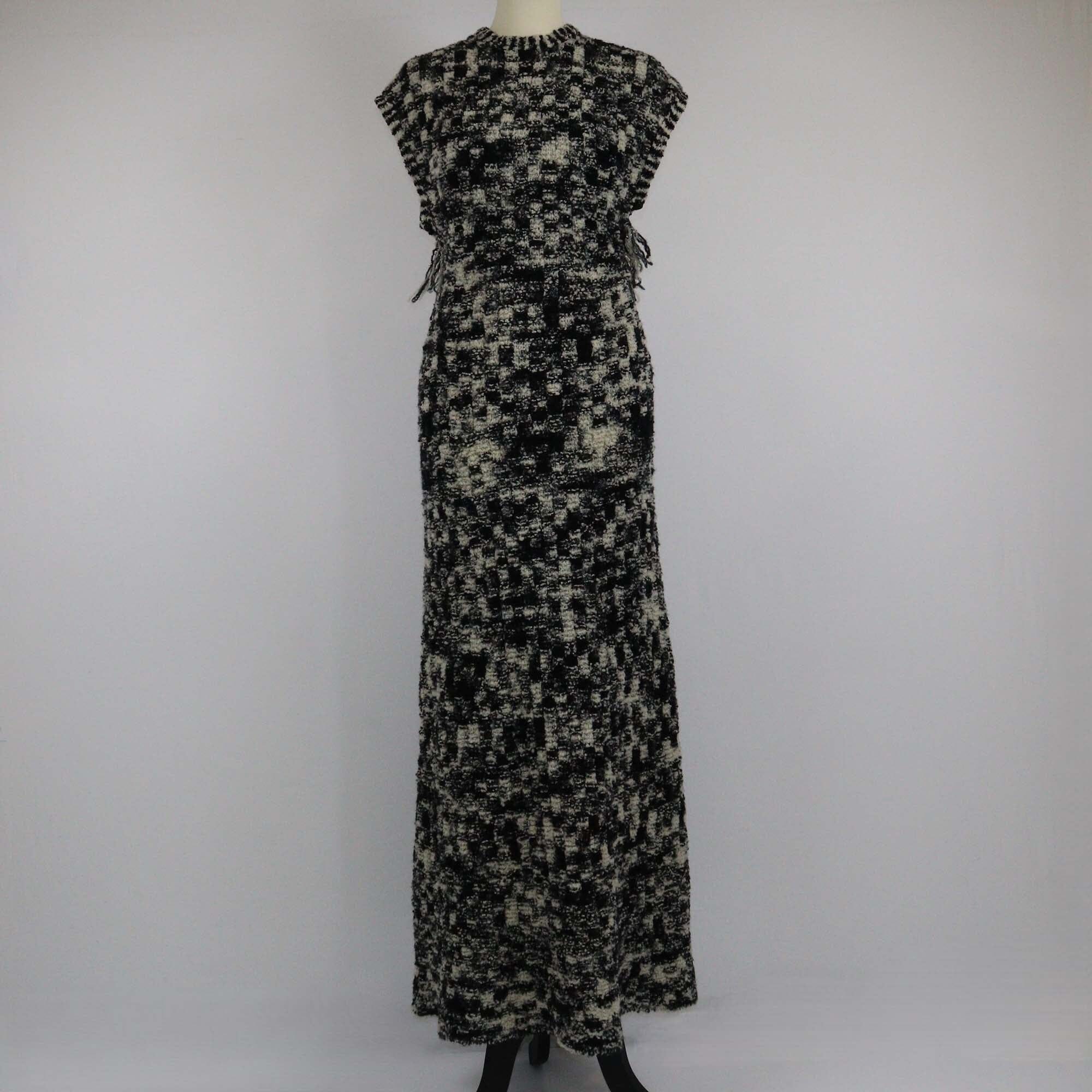 Chanel Black/White Boucle Knit Maxi Dress Womens Chanel