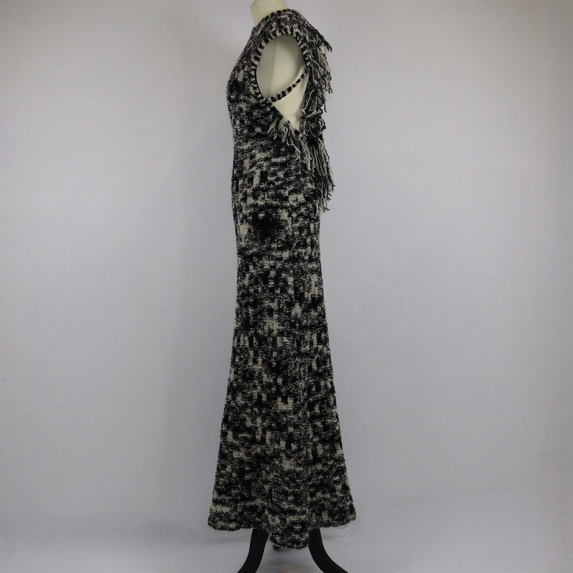 Chanel Black/White Boucle Knit Maxi Dress Womens Chanel